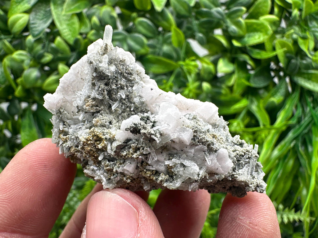 Quartz Crystal on Calcite, Chlorite Matrix Mineral Specimen