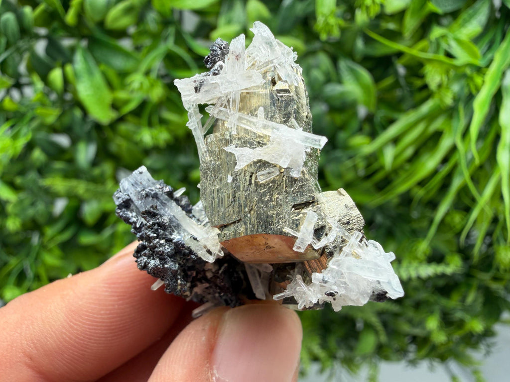 Rainbow Pyrite on Quartz with Oxide, Borieva Bulgaria Mineral Specimen
