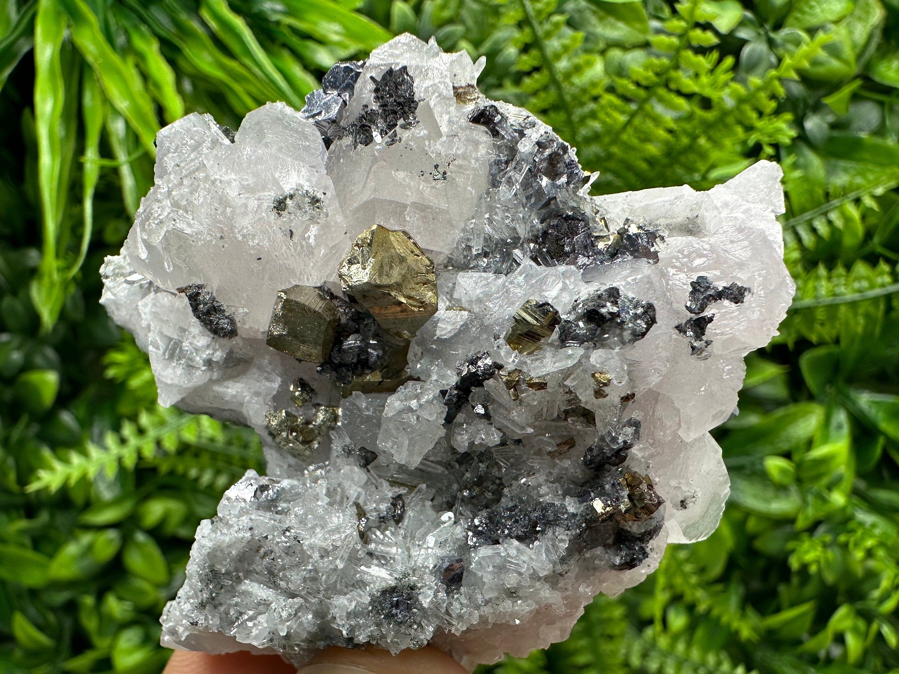 Calcite, Galena, Sphalerite, and Pyrite Cluster from Borieva Mine, Bulgaria