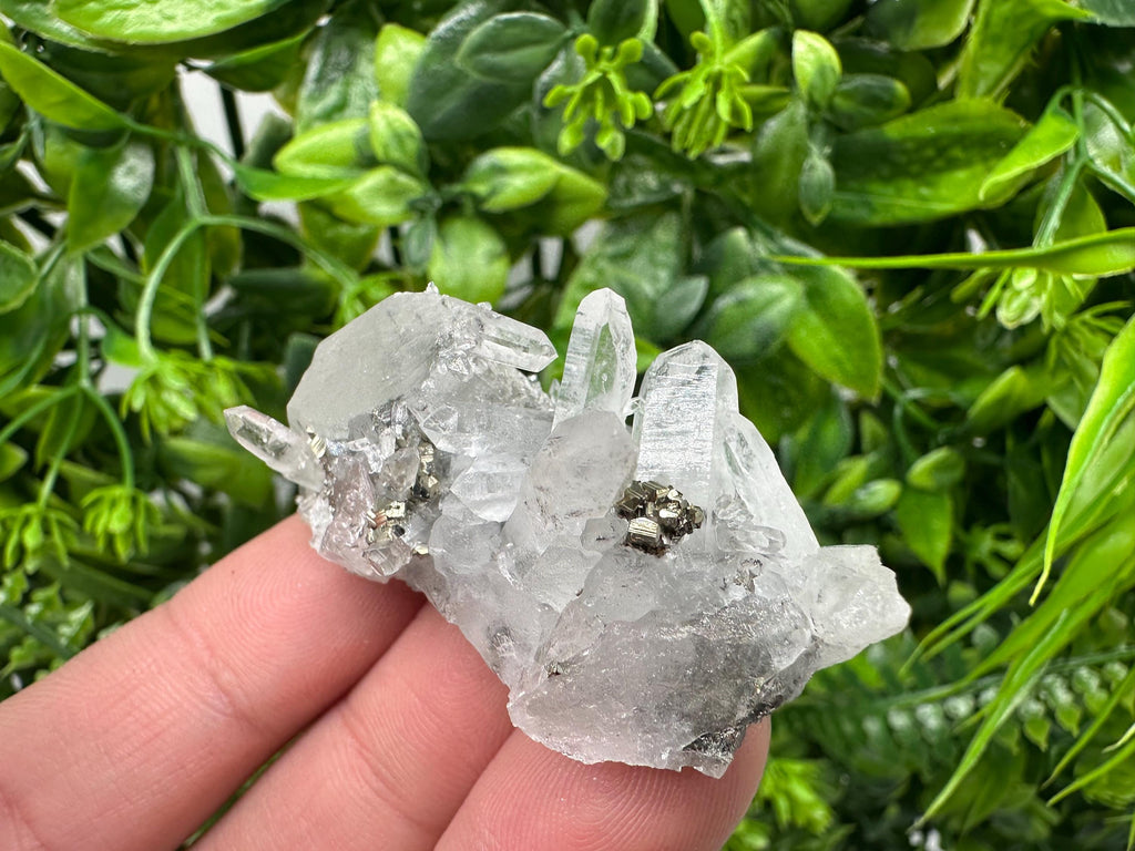 Pyrite on Green Quartz Mineral Specimen, Borieva Mine Bulgaria