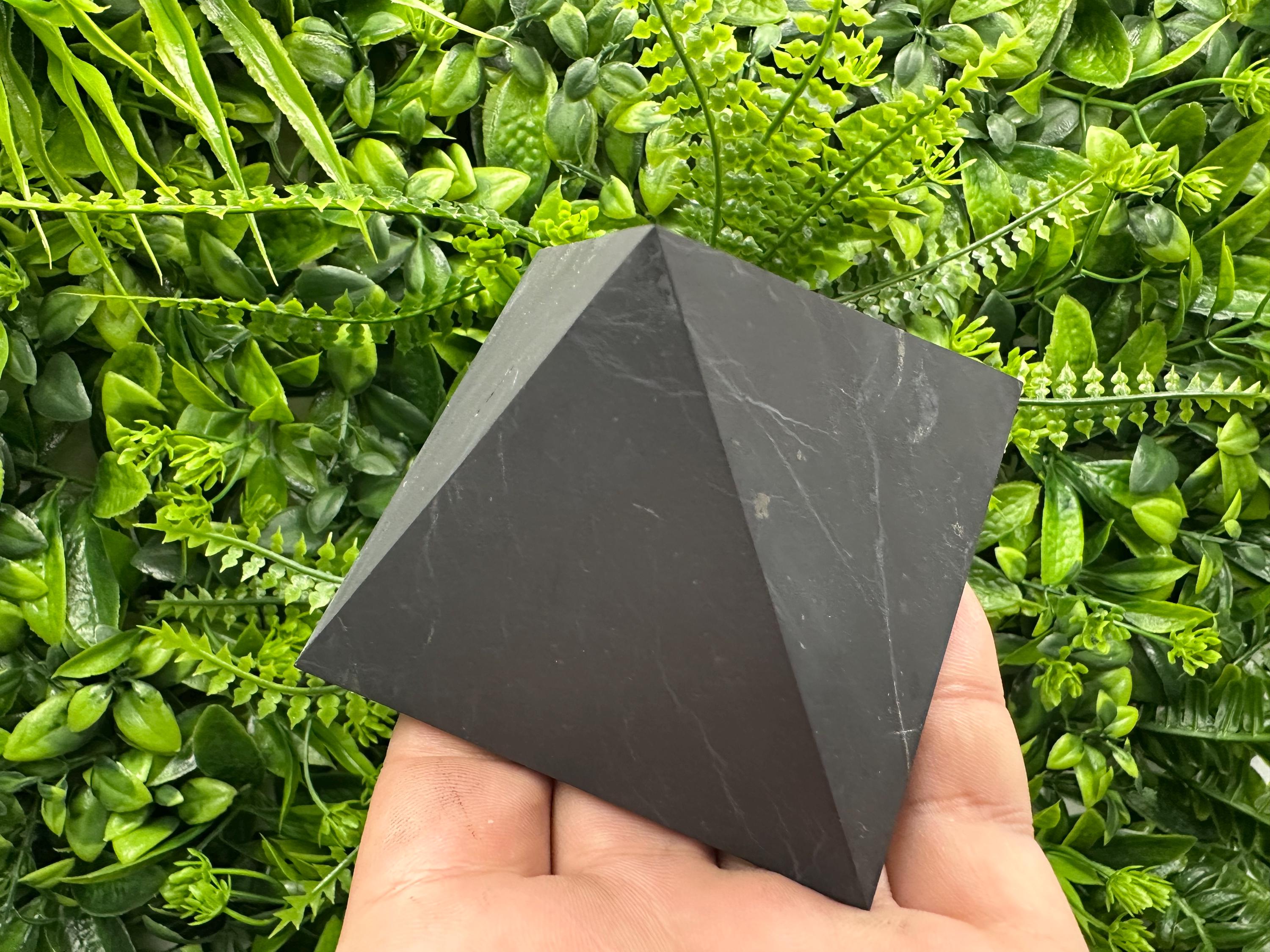 Shungite Pyramid (8cm): EMF & 5G Protection, Healing Crystal