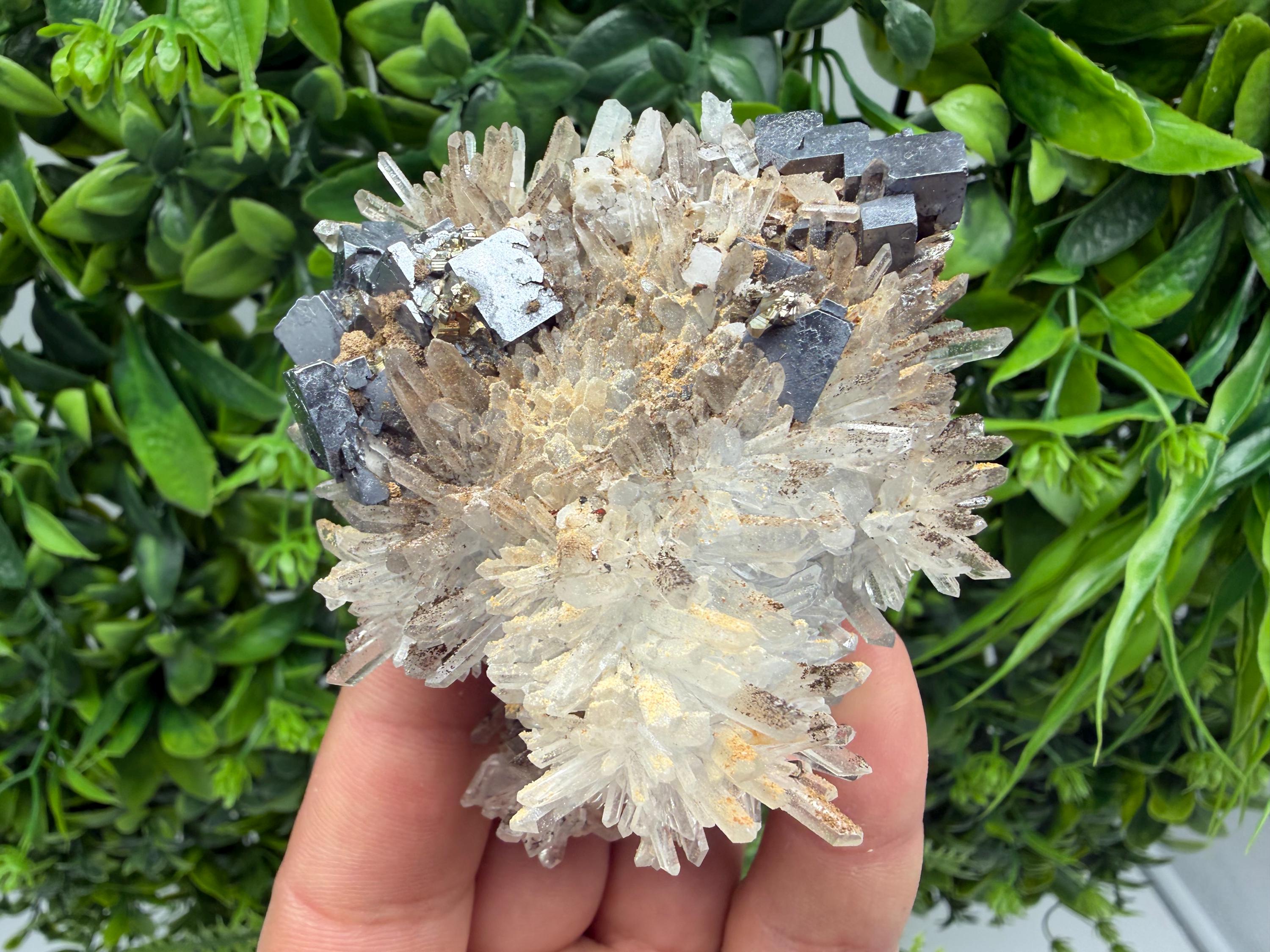 Stunning Galena,Sphalerite on Quartz whit Siderite from 9 th September mine,Madan,Bulgaria,Natural,collectible mineral specimen,home decor
