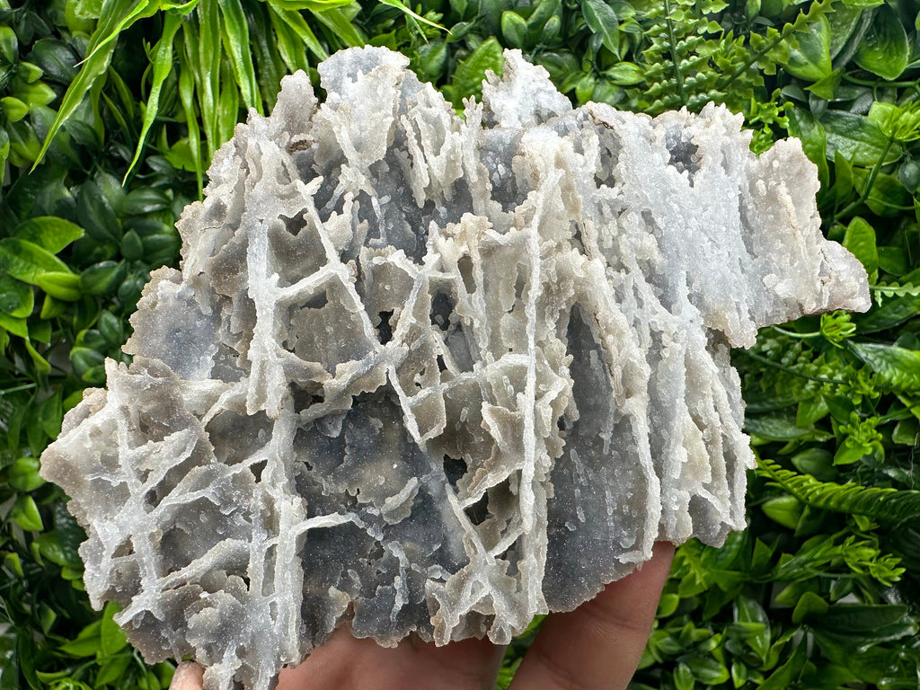 Blue Quartz Chalcedony with Chlorite, Bulgaria Crystal Decor Stone