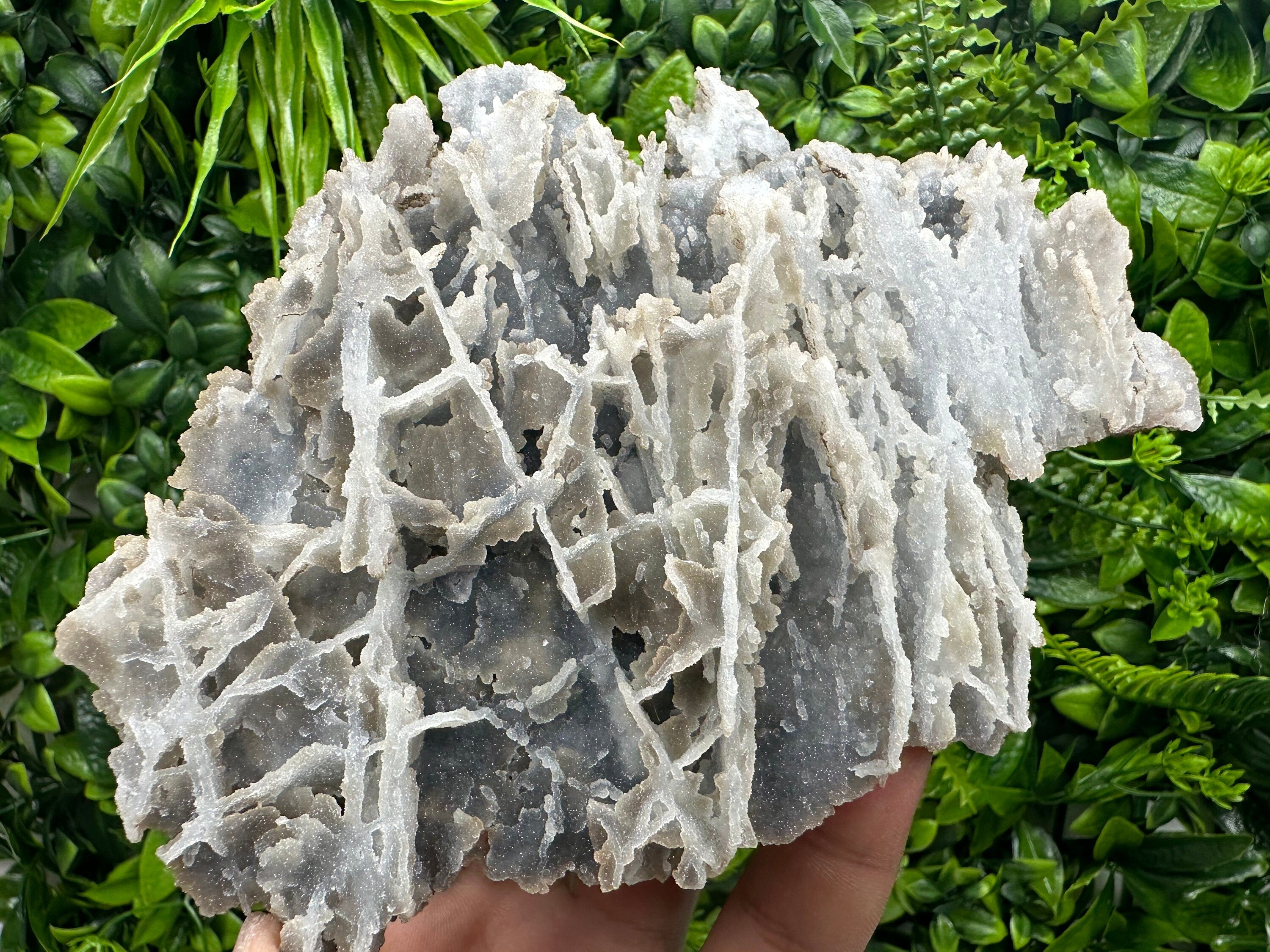 Blue Quartz Chalcedony with Chlorite, Bulgaria Crystal Decor Stone