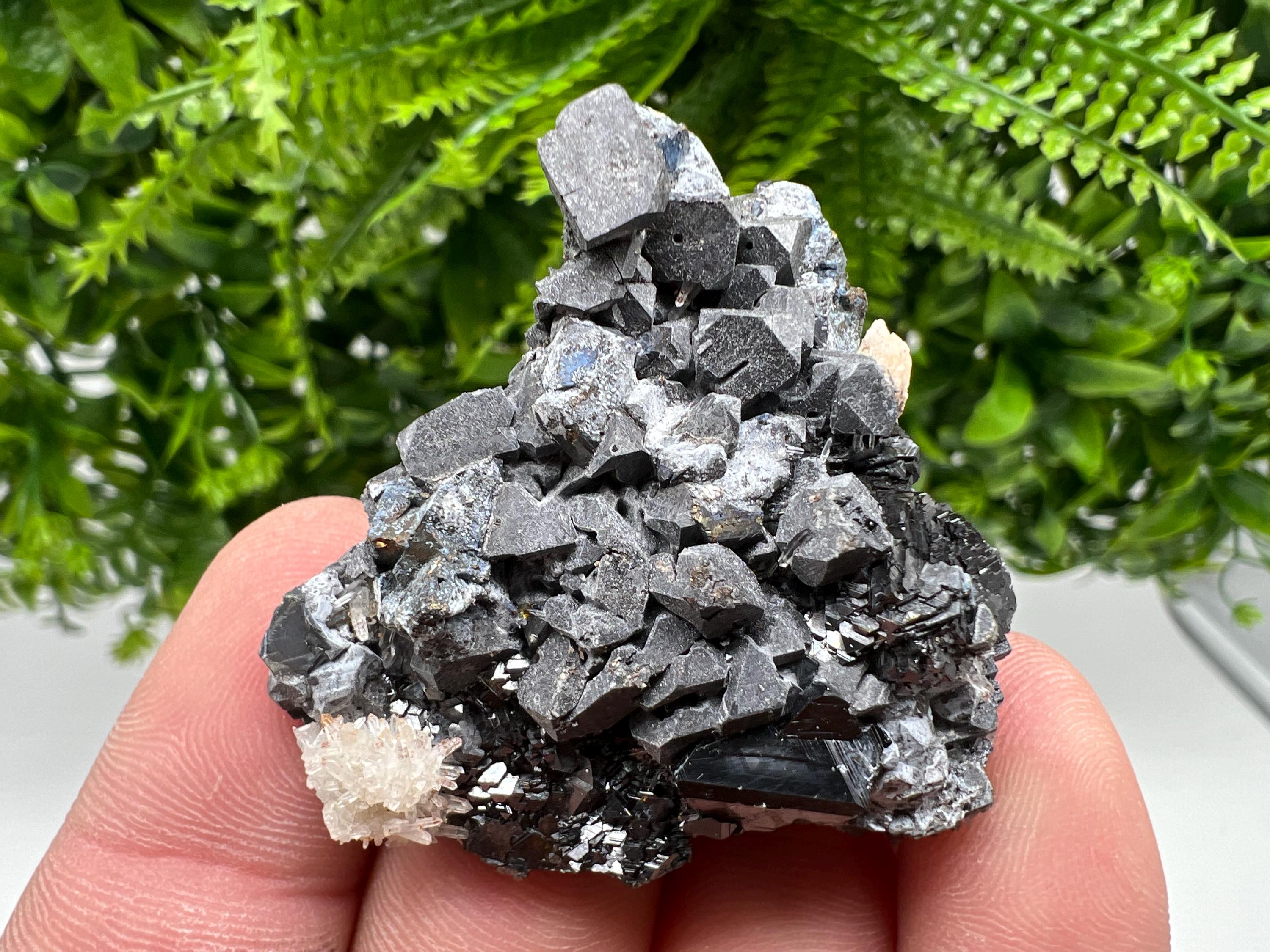 Shiny Galena Cluster with Siderite and Quartz, Bulgaria Mineral Specimen