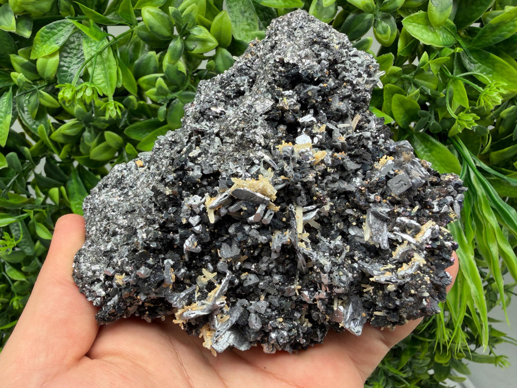 Natural Shiny Galena Cluster with Siderite Quartz, Bulgaria Mineral Specimen