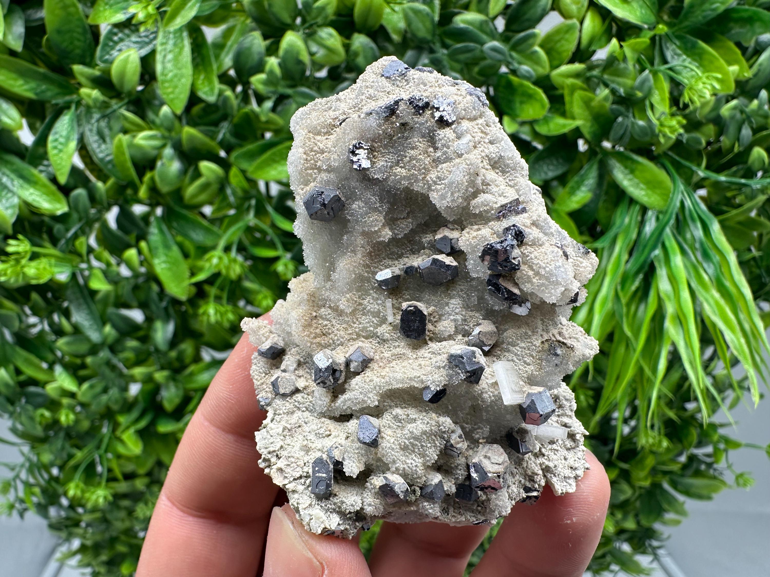 Galena on Chalcedony Mineral Specimen: Krushev dol Mine, Bulgaria