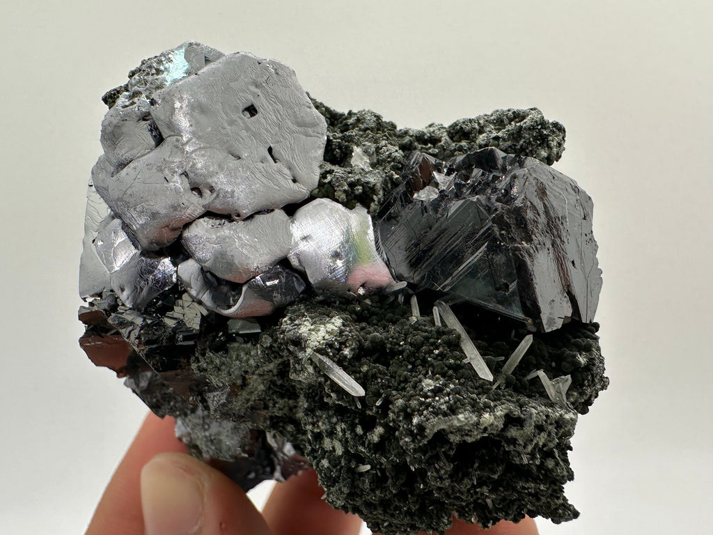 Galena, Calcite, Sphalerite on Quartz with Chlorite: Collection Mineral Decor