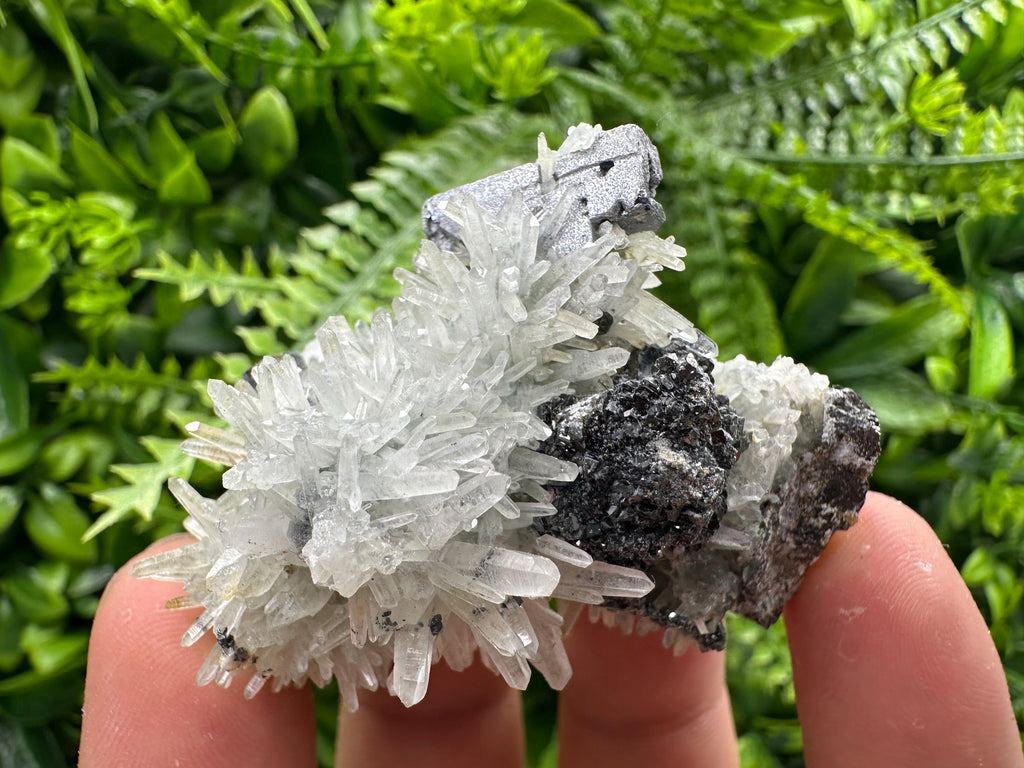 Skeleton Galena, Sphalerite on Quartz Cluster, Bulgaria Mineral Specimen
