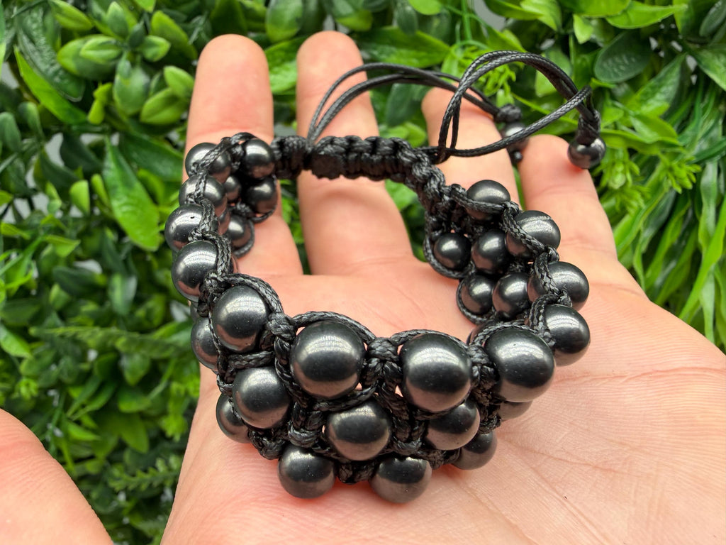 Braided Shungite Bracelet: Adjustable Tie, Men's Jewelry