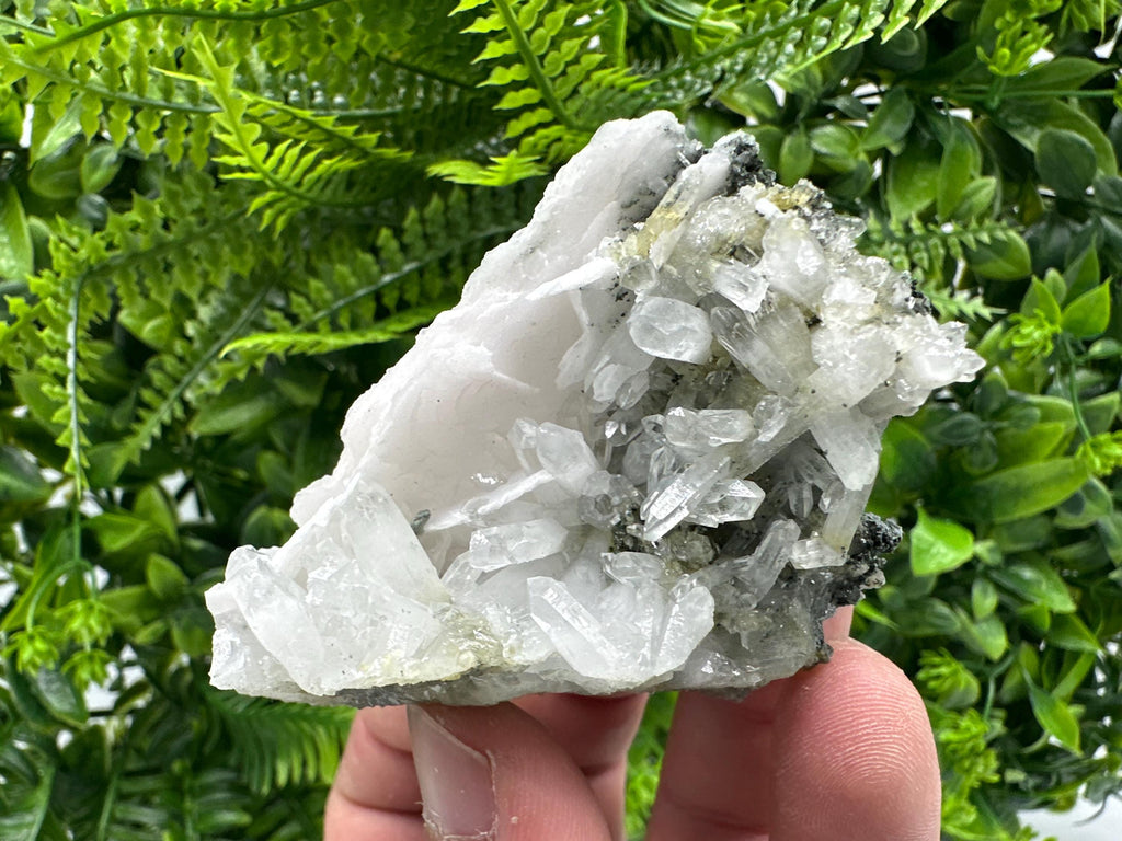 Quartz on Chlorite Matrix with Calcite, Bulgarian Mineral Specimen