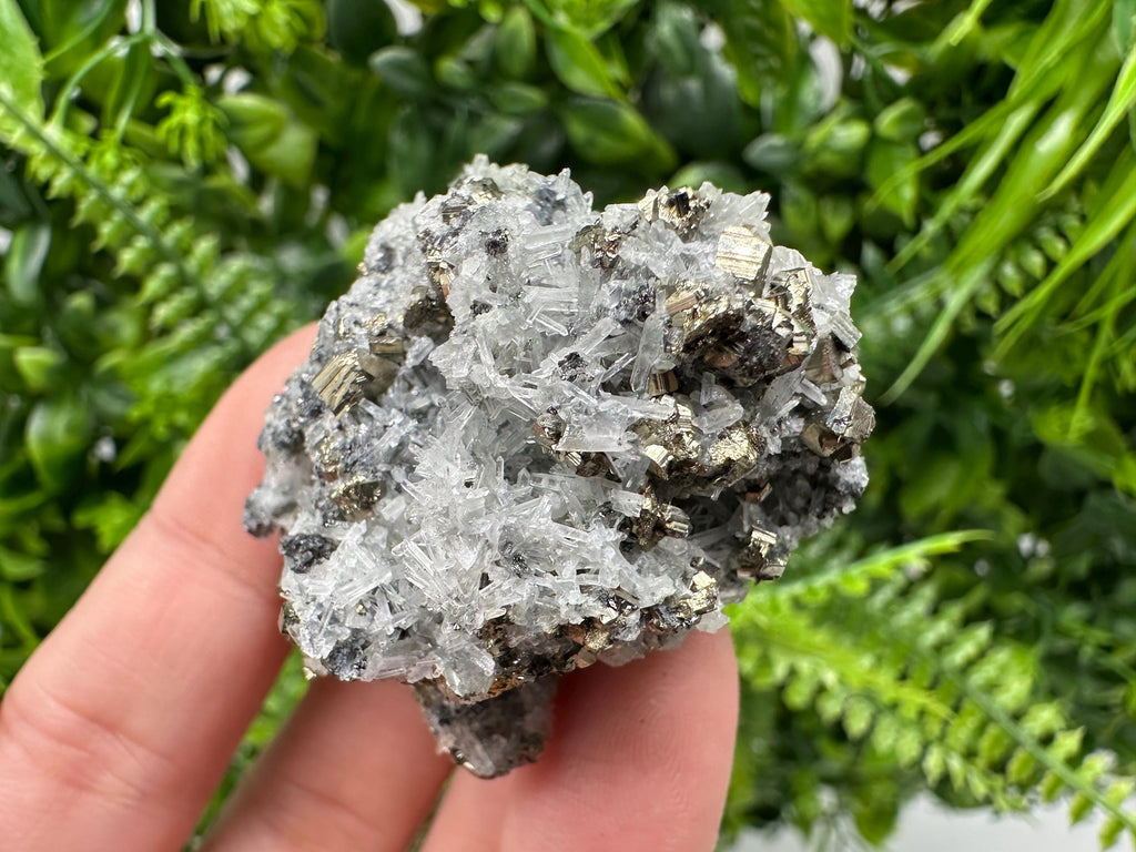 Pyrite on Green Quartz Mineral Specimen, Borieva Mine, Bulgaria