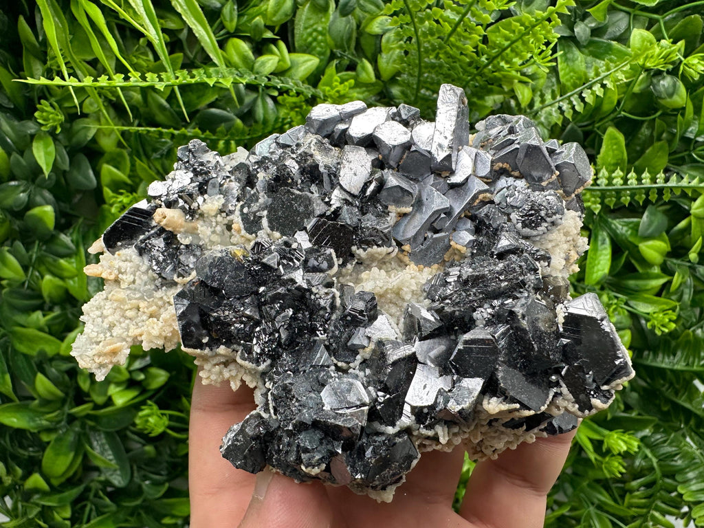 Skeletal Galena, Sphalerite, Quartz, and Calcite Mineral Specimen