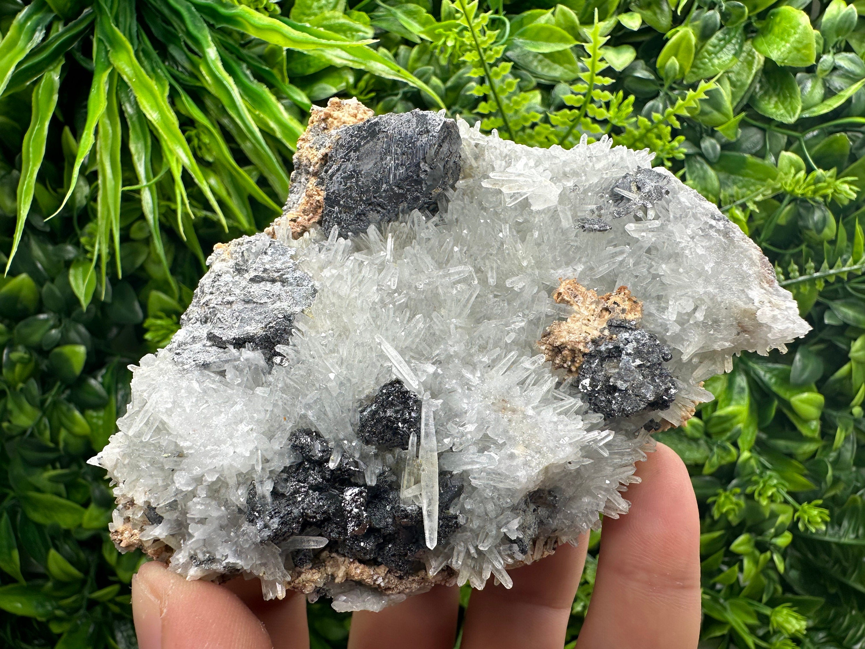 Sphalerite on Green Quartz: Natural Mineral Souvenir from Bulgaria