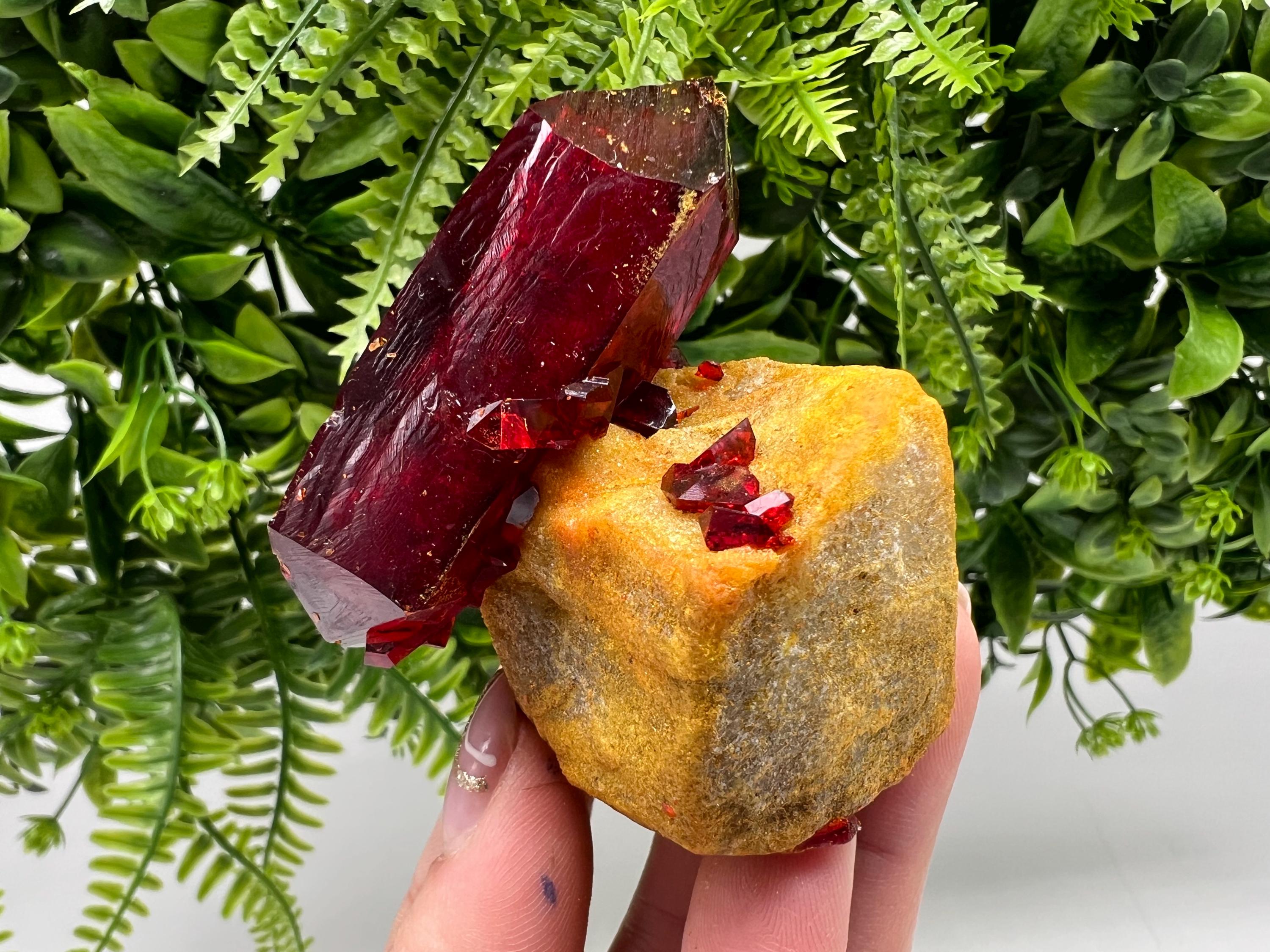 XXL Rare Pruskite Ruby Crystal on Matrix, Laboratory Grown