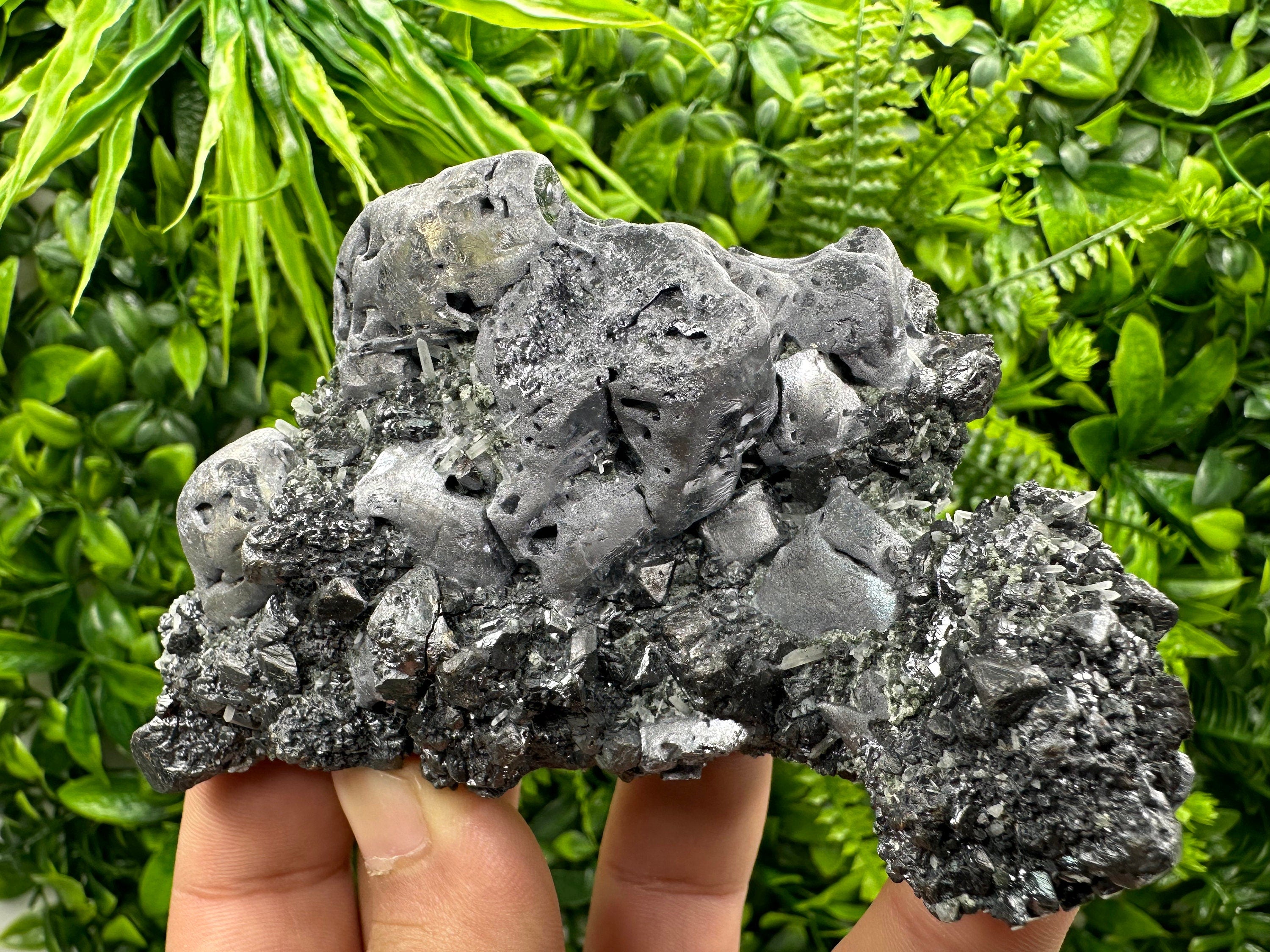 Galena on Sphalerite & Quartz: Natural Crystal Souvenir, Borieva Mine