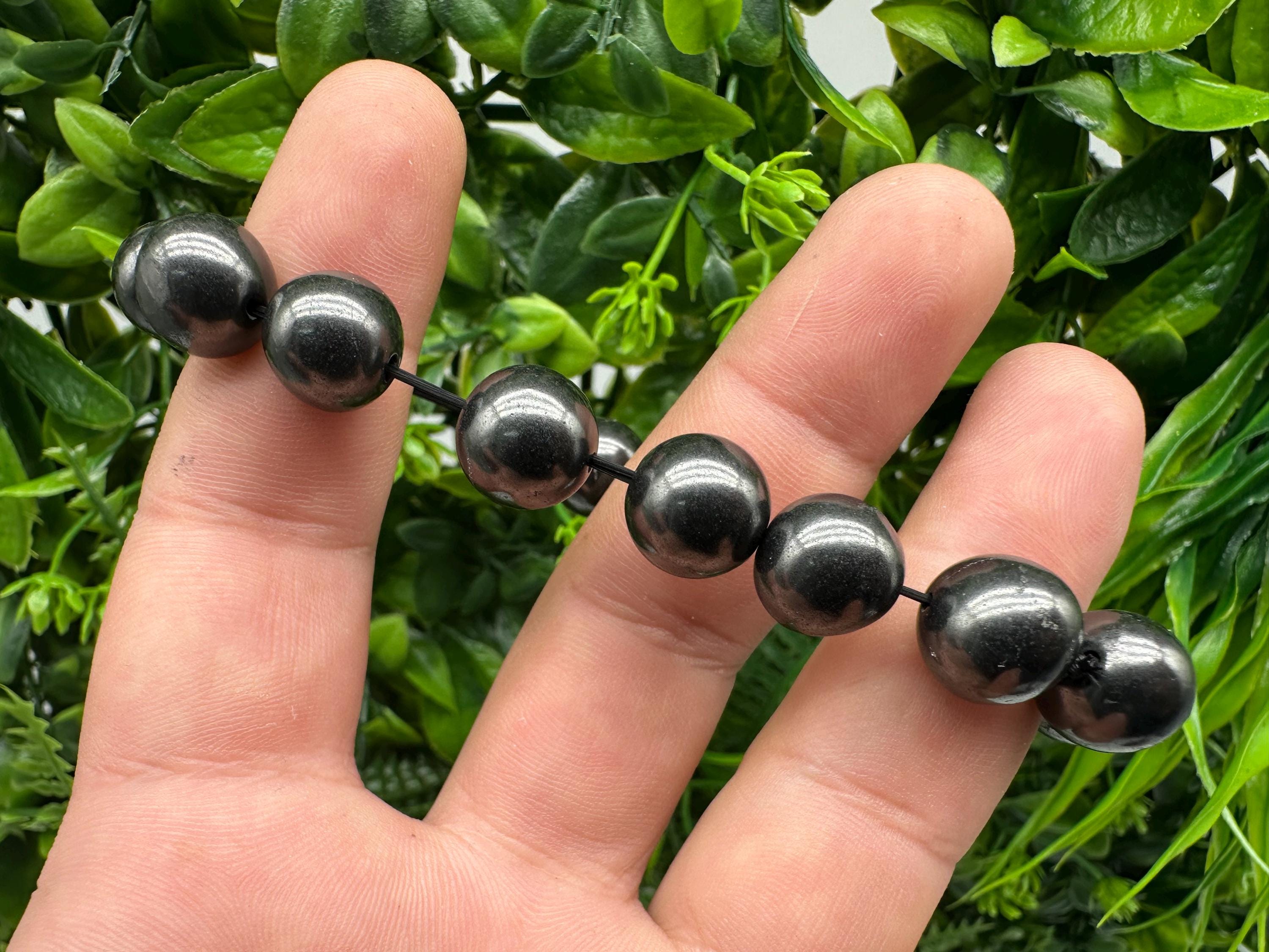 Shungite Bracelet: Natural Gemstone, EMF Protection, 10mm Beaded Bracelet