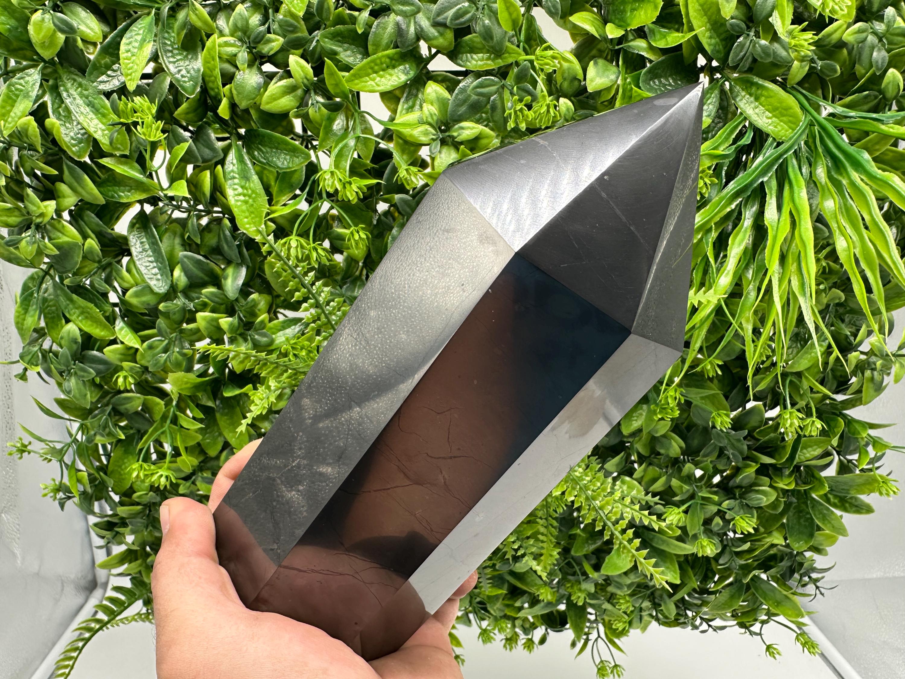 Large Shungite Tower, EMF Neutralizer Stone, Crystal Decor, 20cm