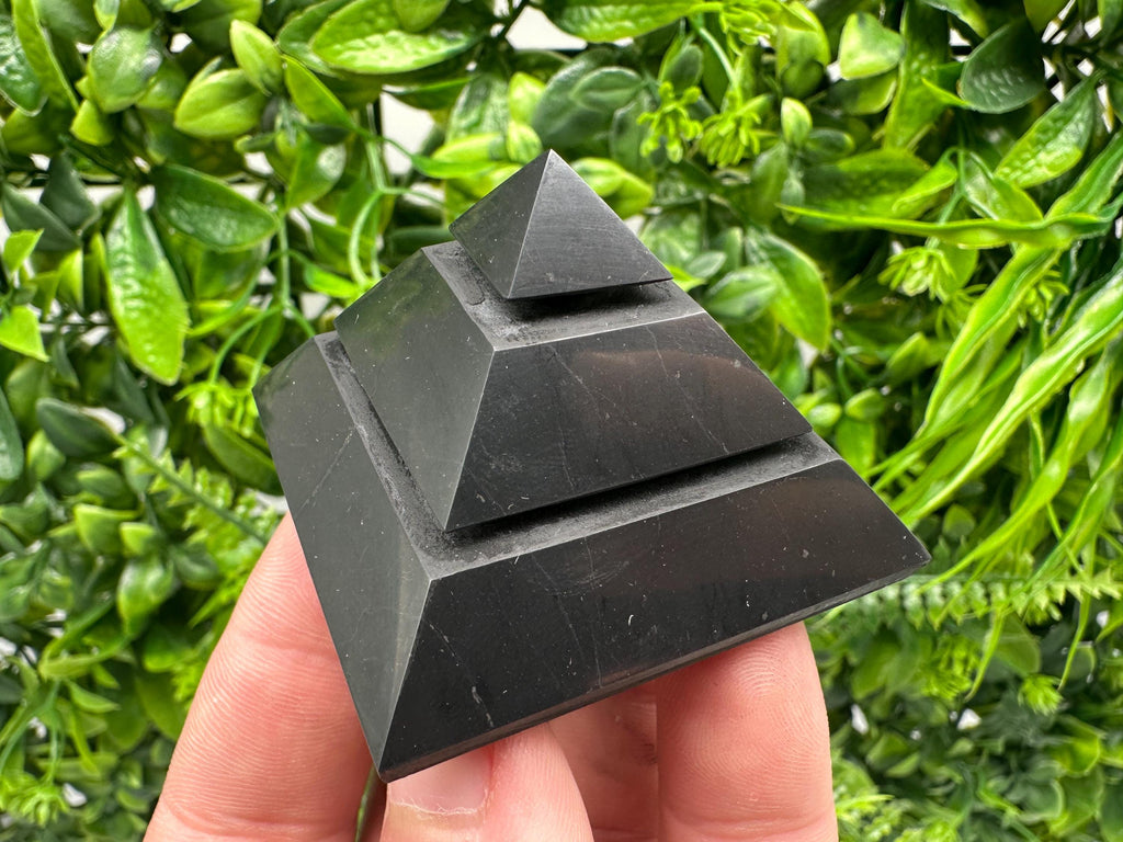 Polished Shungite Pyramid: EMF Protection, Sacred Geometry (5cm)