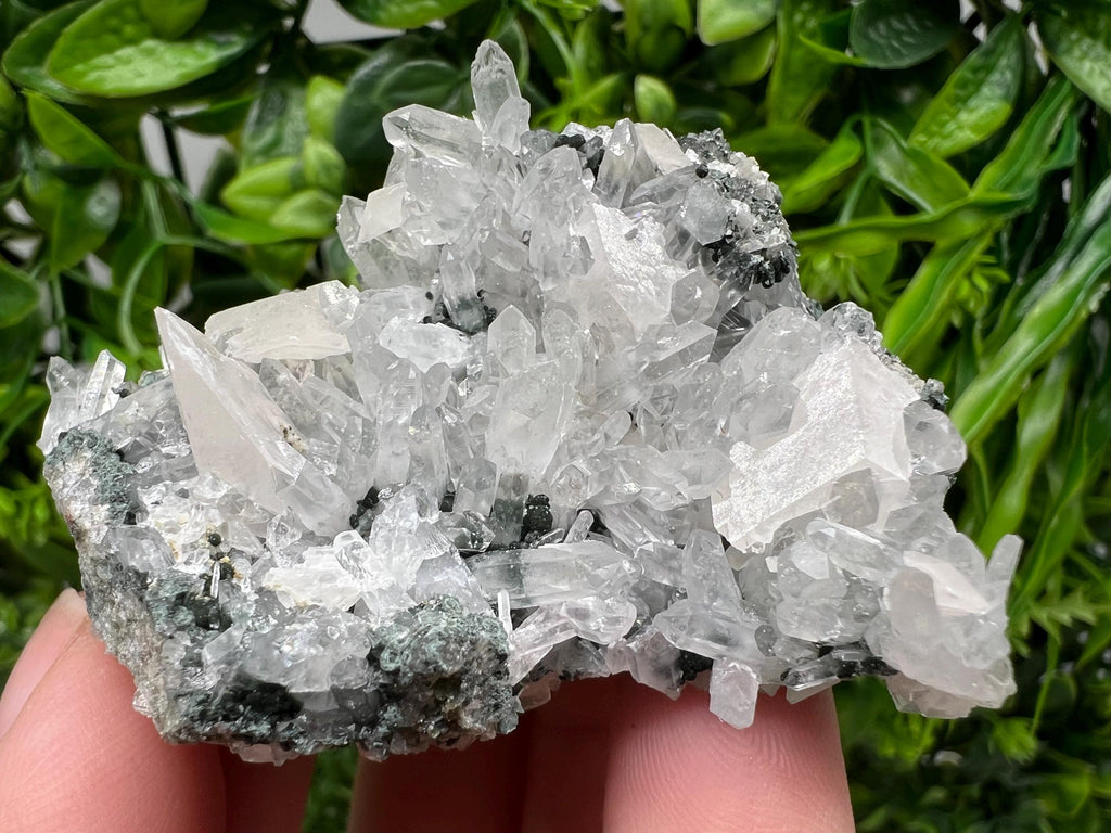 Calcite on Quartz Crystal: Borieva Mine, Bulgaria