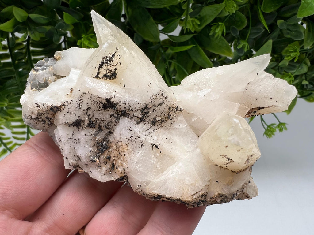 Calcite on Green Quartz: Djurcovo Mine, Bulgaria Healing Crystal
