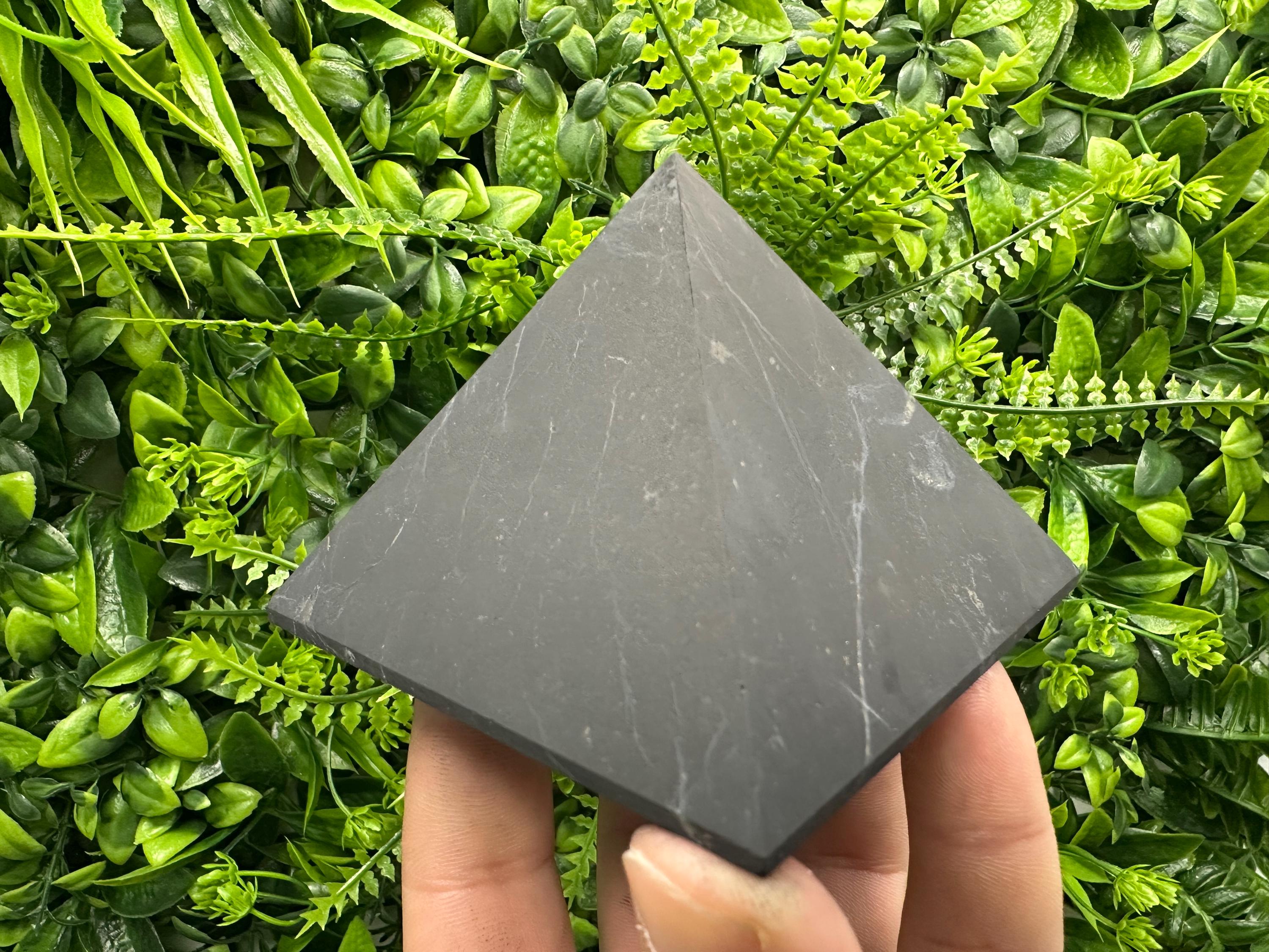 Shungite Pyramid (8cm): EMF & 5G Protection, Healing Crystal