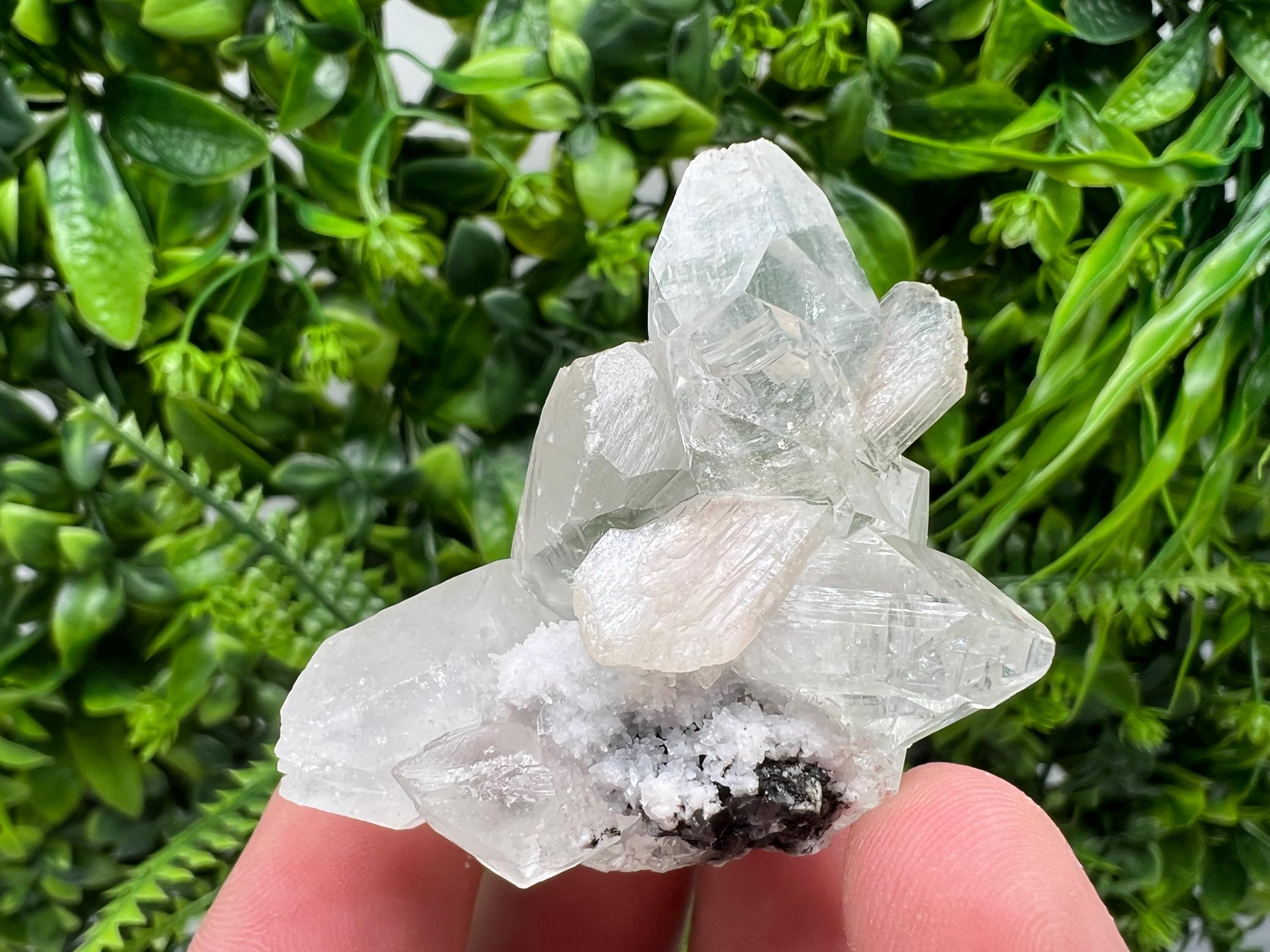 Transparent Apophyllite on Chalcedony, India Minerals Specimen
