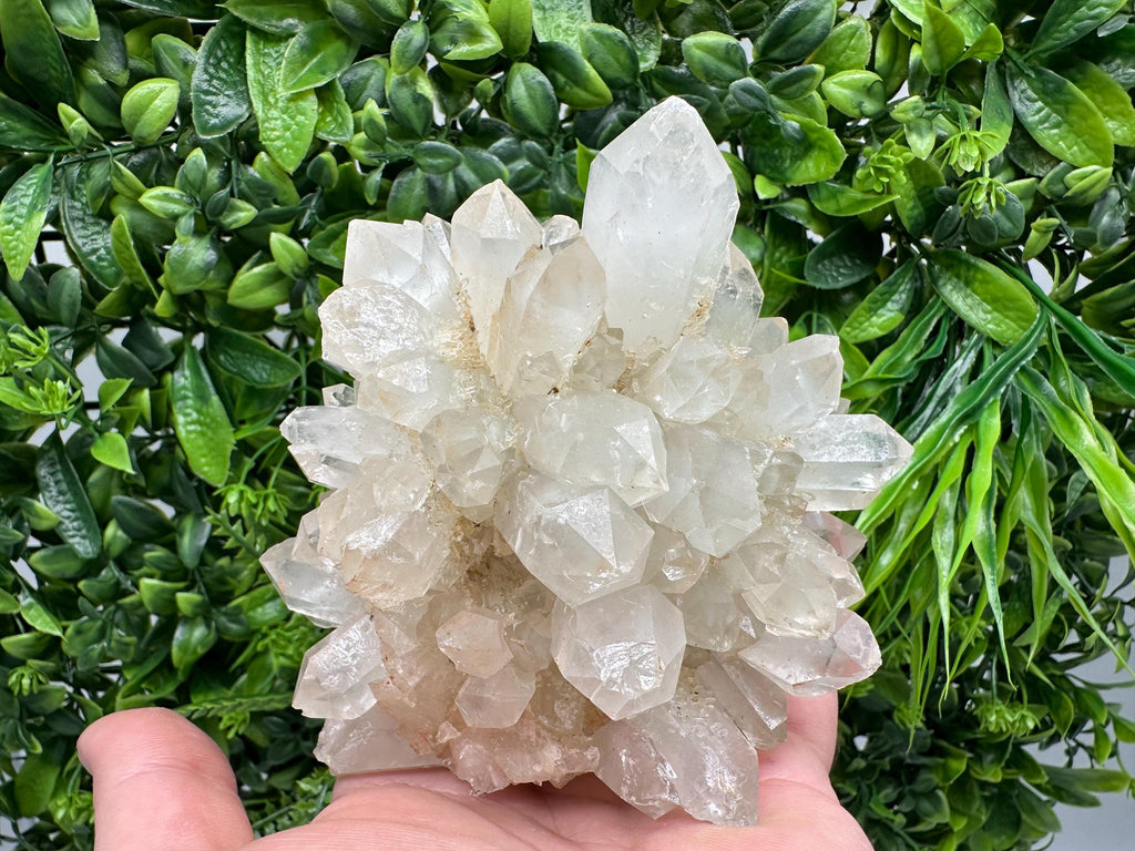 Large Green Epidote with Quartz Crystals: Sparkly Rainbow Stone Decor
