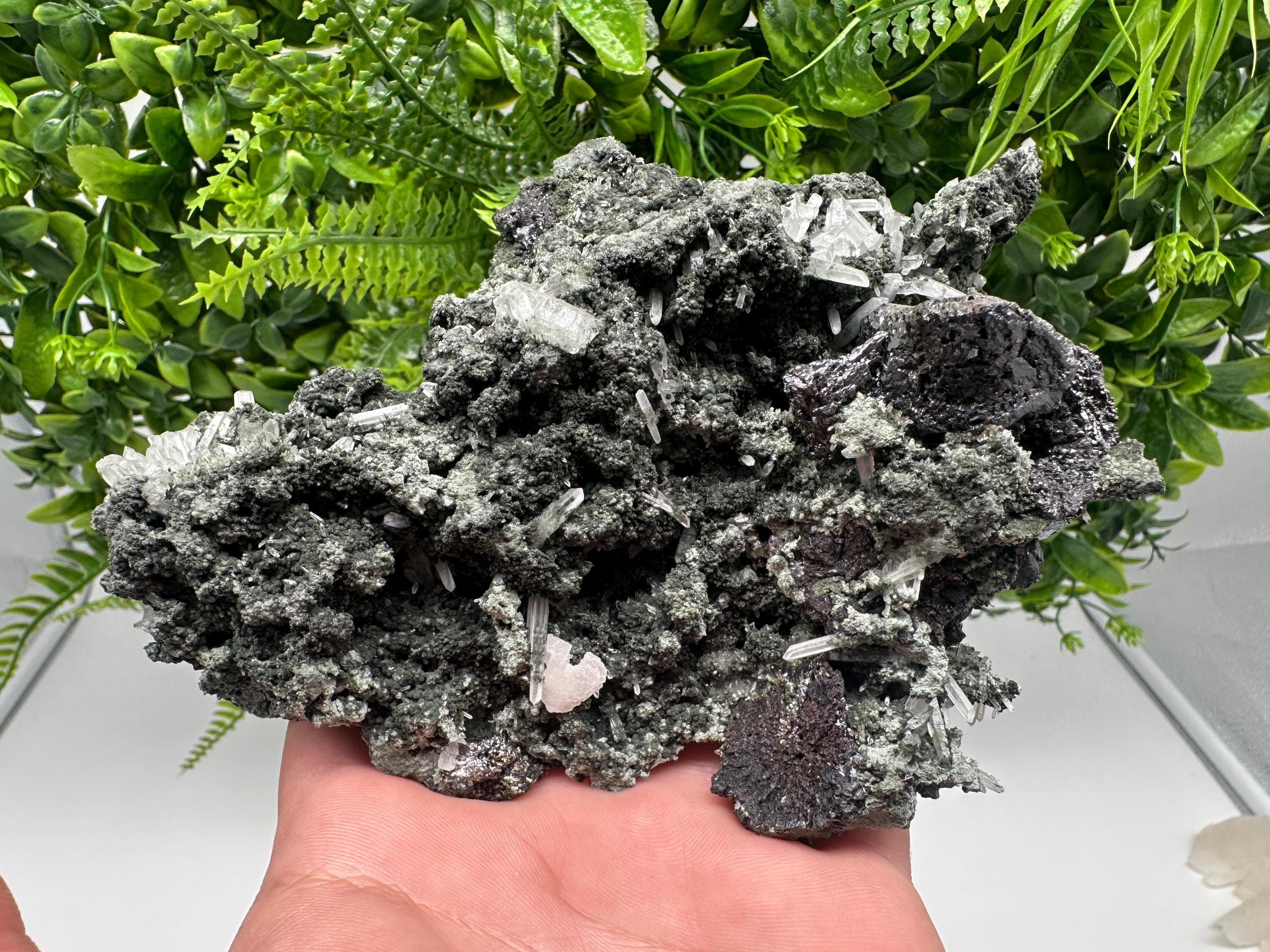 Lovely specimen Green Quartz inclusions Chlorite and Sphalerite/ Natural minerals/ Souvenir crystal gift minerals famous 9th September/Madan
