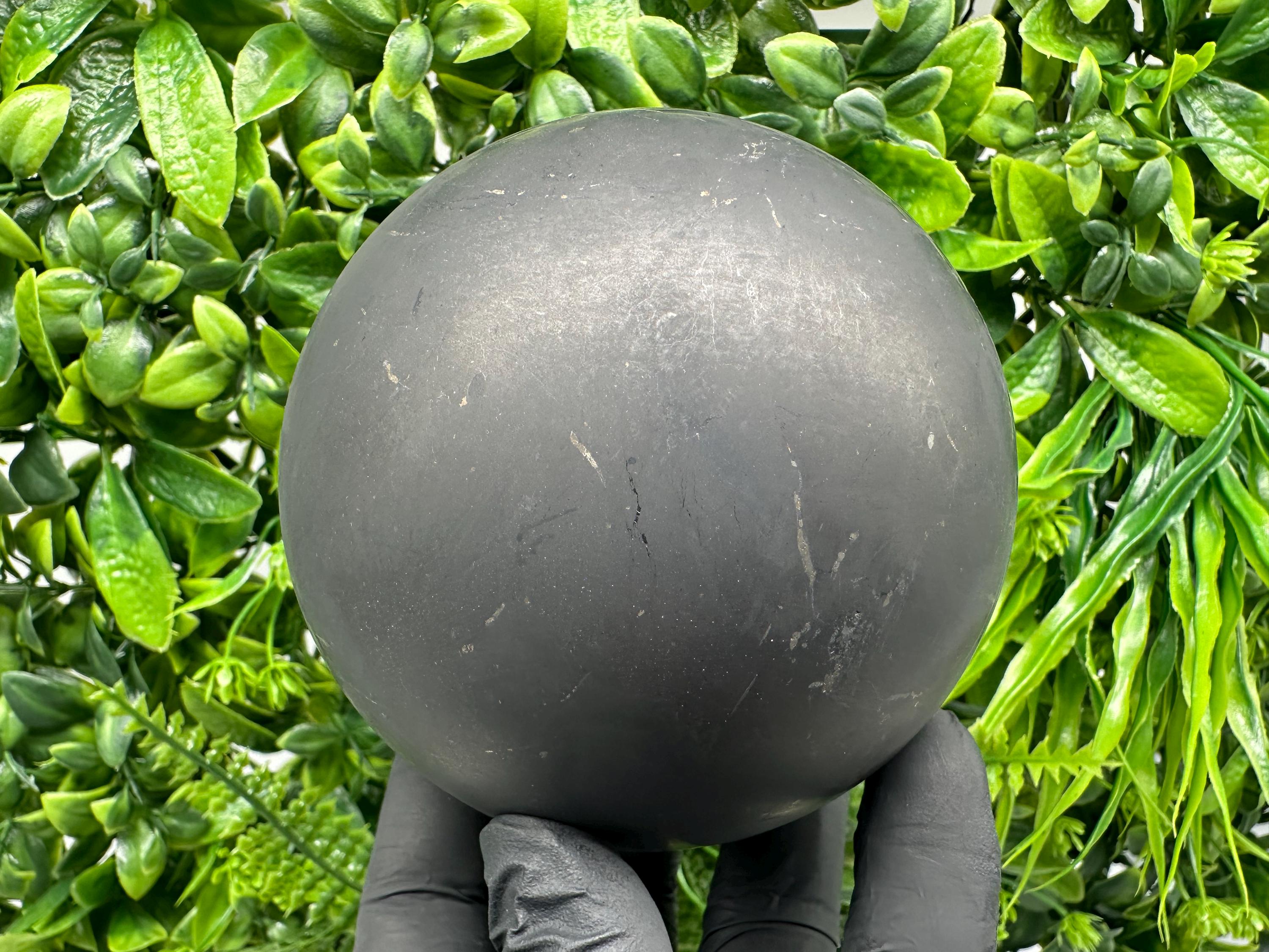 Large Shungite Sphere: Unpolished EMF Protection Crystal, 8cm