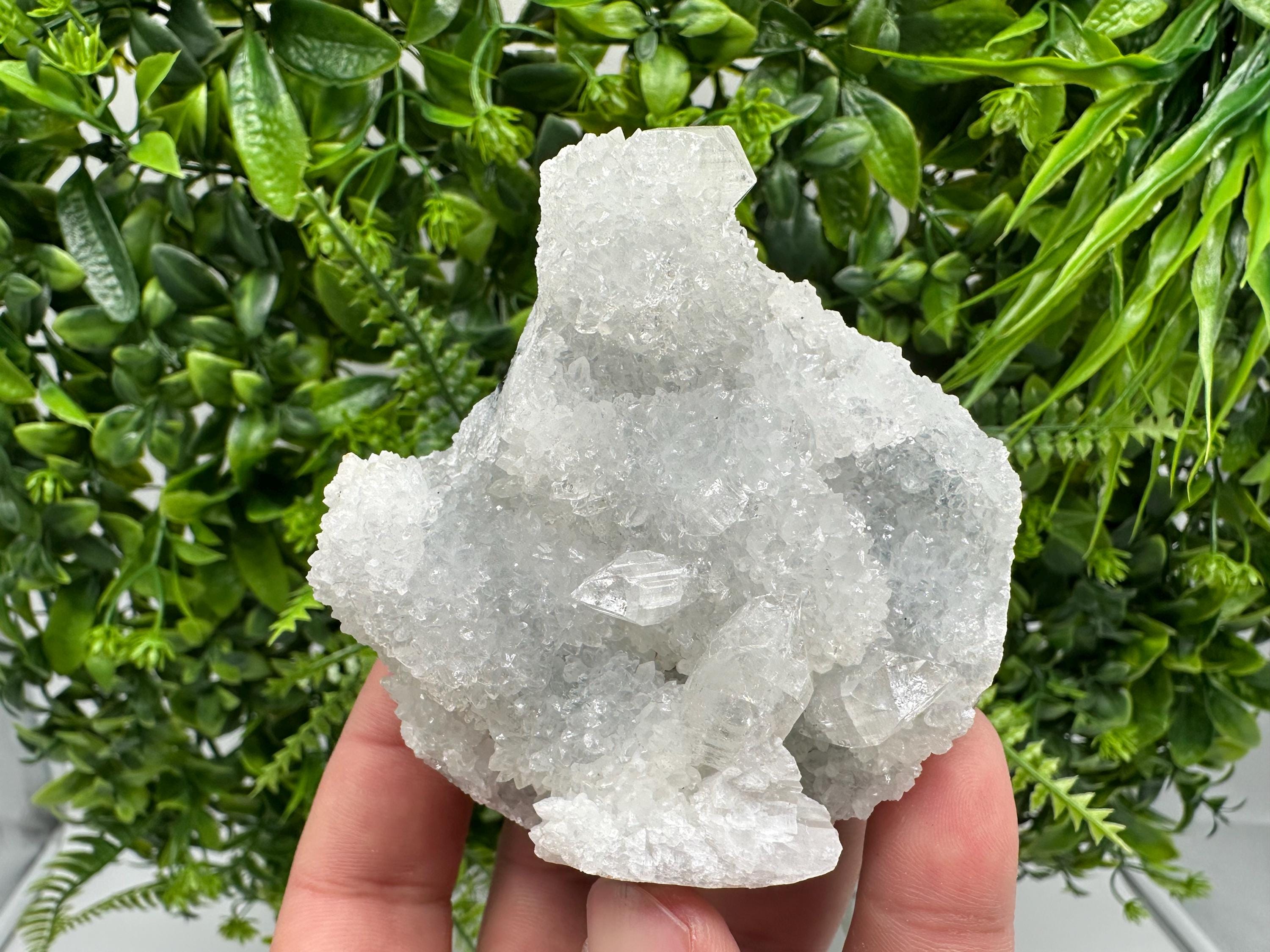 Transparent Apophyllite on Chalcedony, India Mineral Specimen