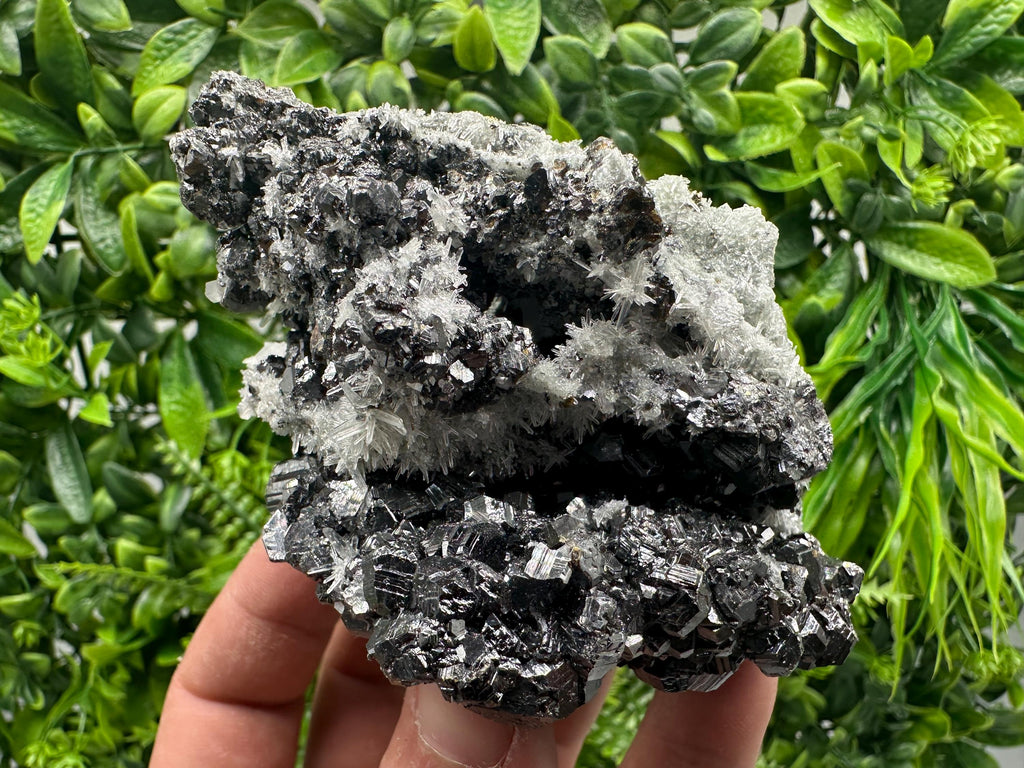 Sphalerite on Green Quartz, Borieva Mine Mineral Specimen