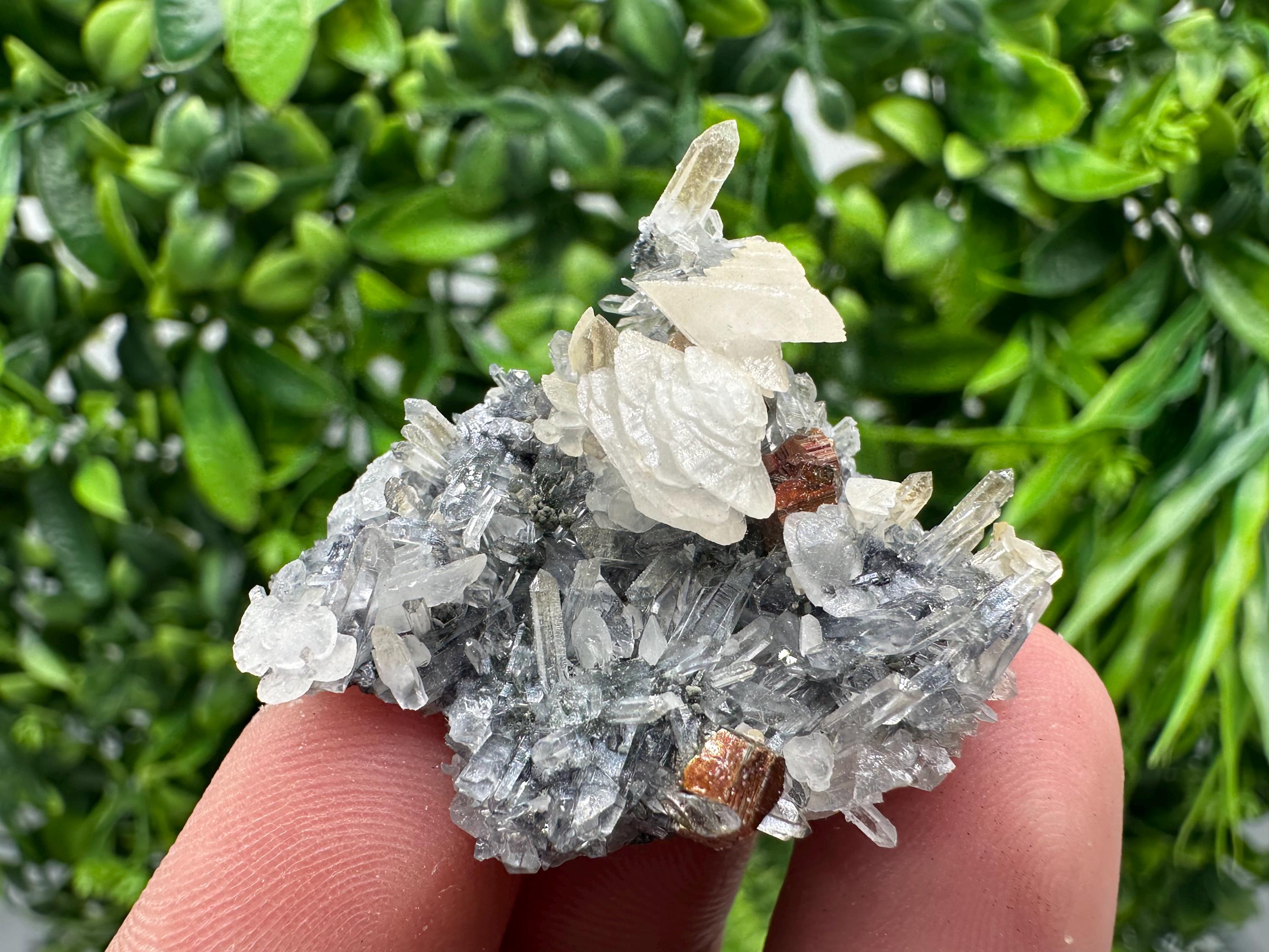 Quartz with Calcite and Chlorite: Borieva Mine Crystal Souvenir