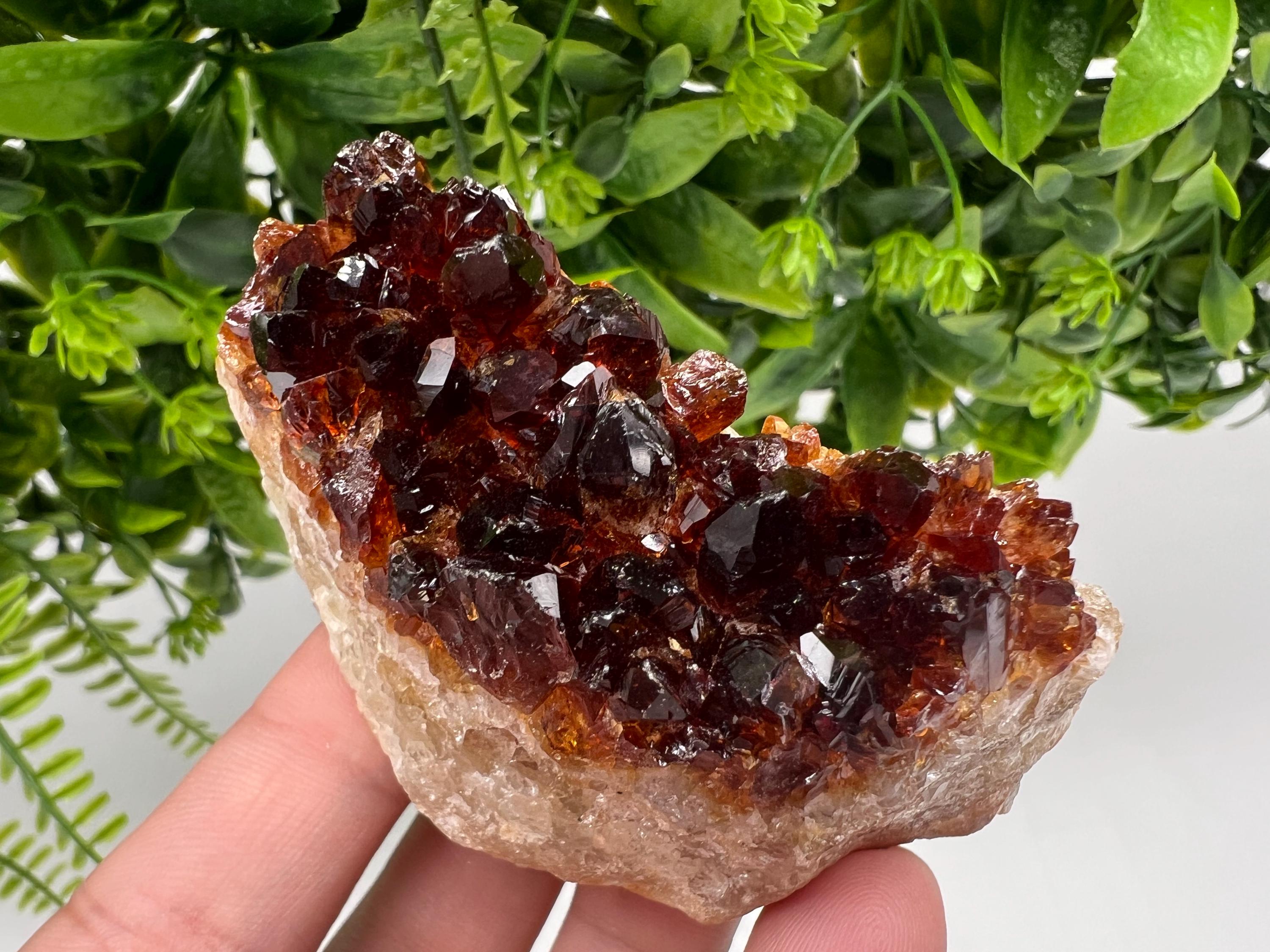 Citrine Crystal Cluster with Hematite Inclusions, Brazil Mineral Stone