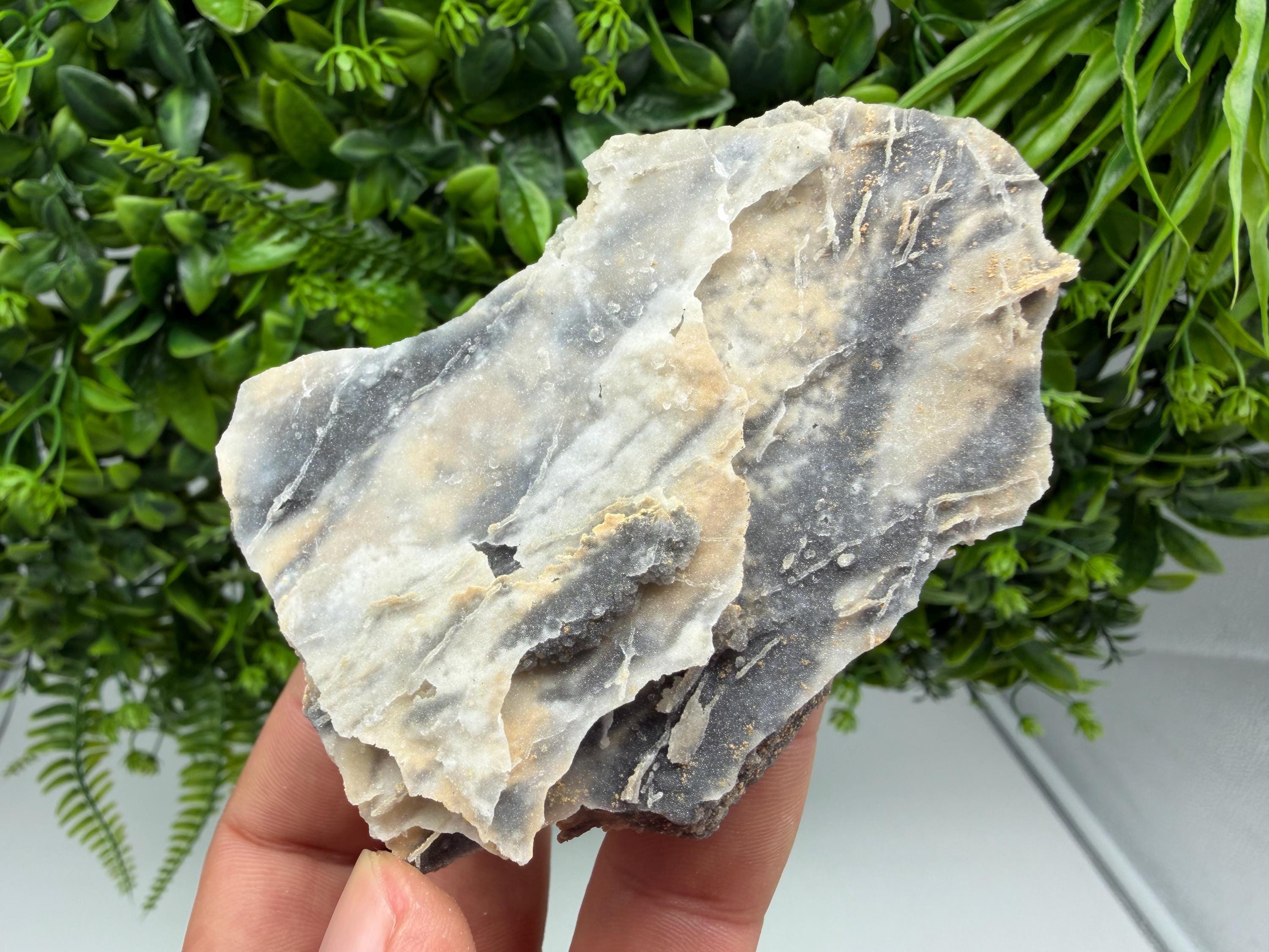 Blue Chalcedony Quartz with Chlorite Inclusions - Krushev Dol Mine Crystal