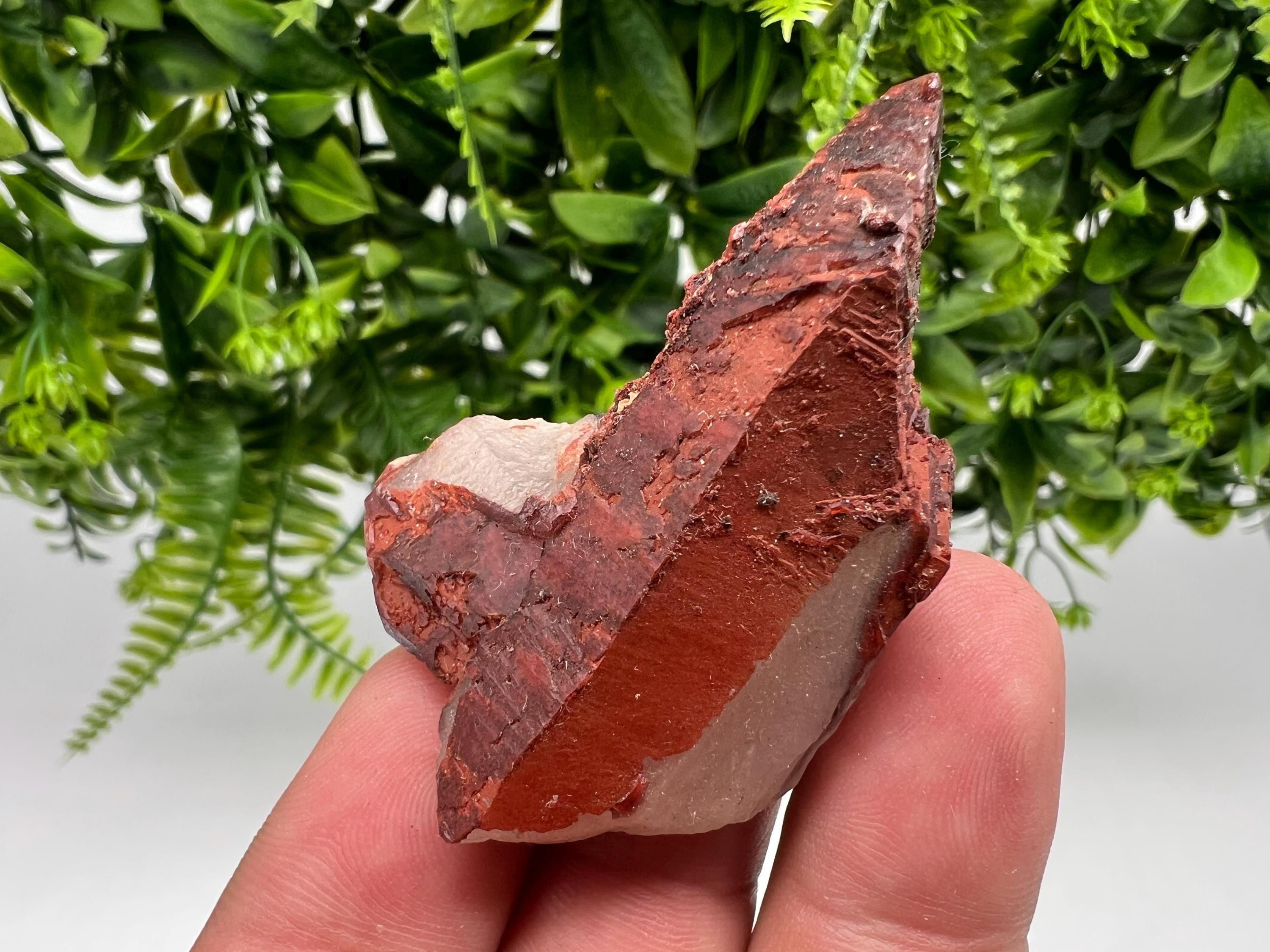 Red Hematite Quartz Specimen: Moroccan Phantom Crystal, Rare Mineral Collection