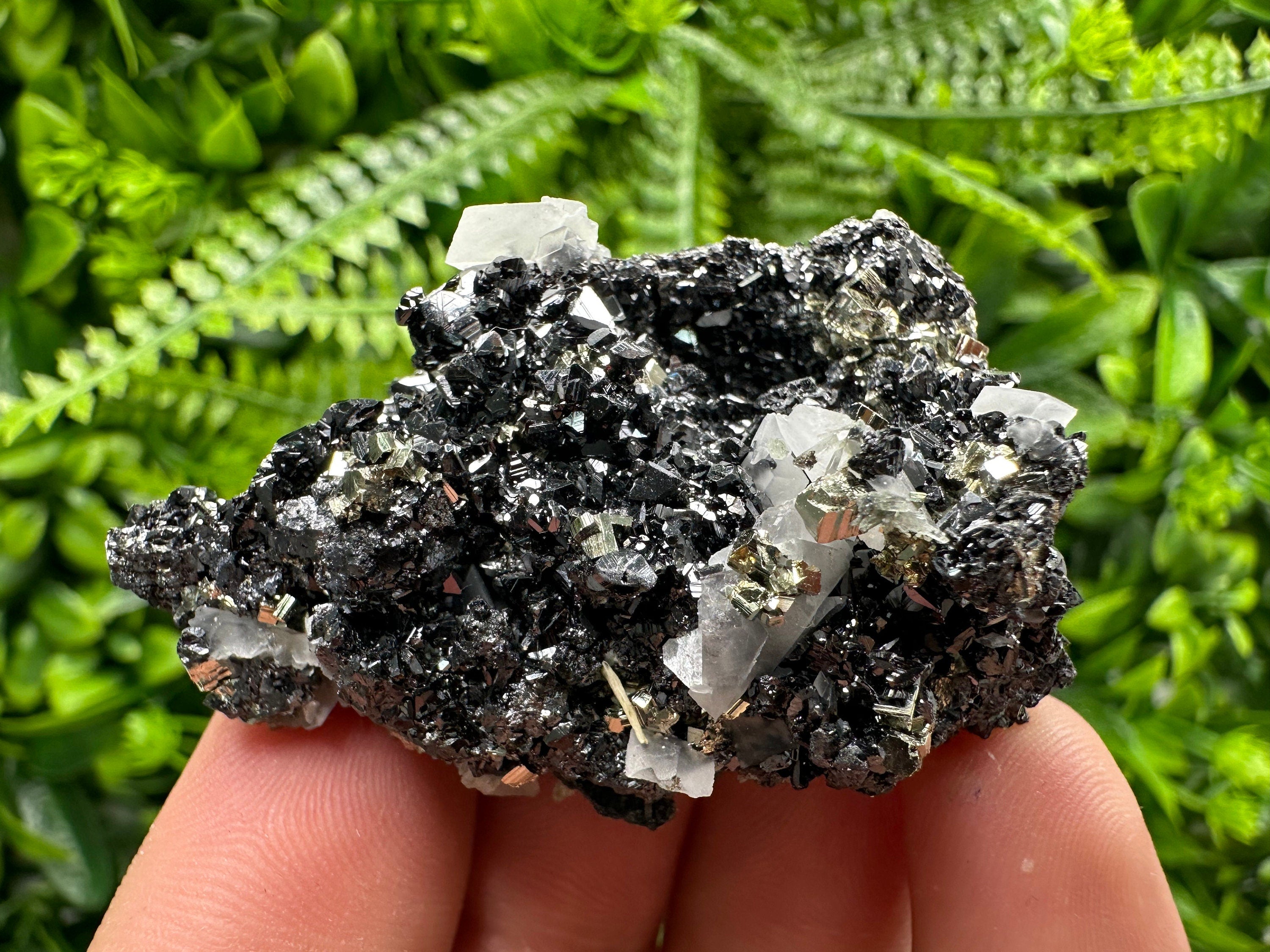 Pyrite Sphalerite Quartz Calcite Specimen: Borieva Mine Mineral Decor