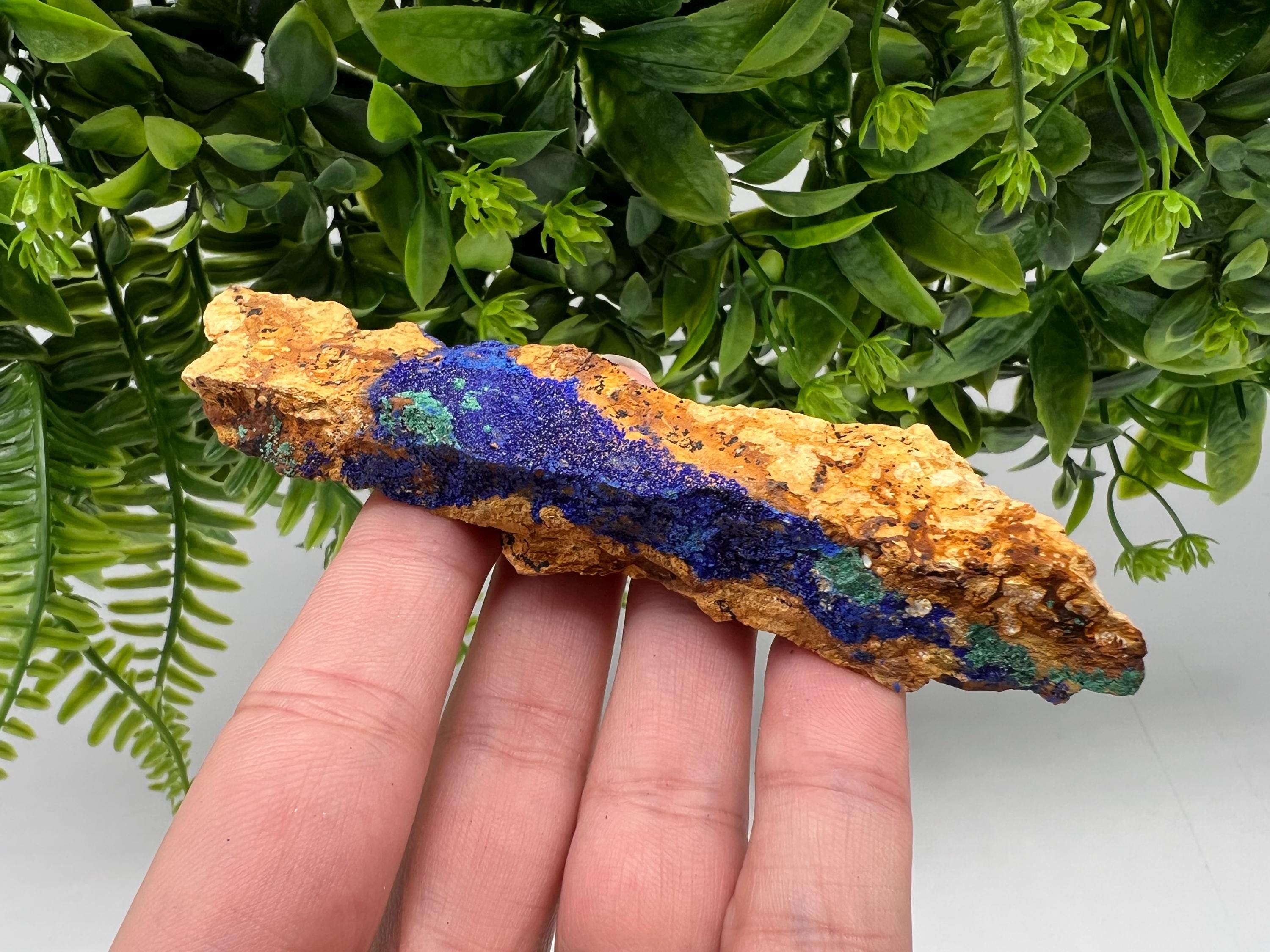Azurite Malachite Mineral Specimen: Moroccan Blue-Green Crystal, Collector Stone