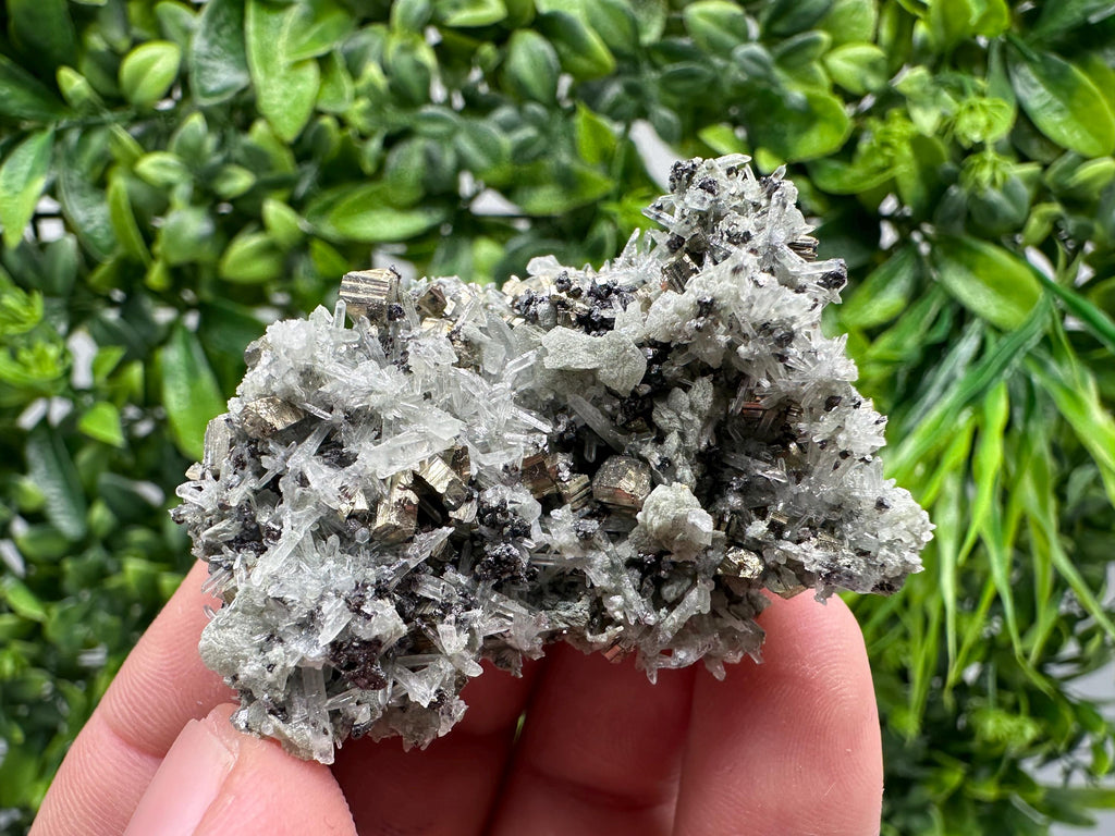 Pyrite on Green Quartz: Bulgaria Mineral Specimen, Home Decor Stone