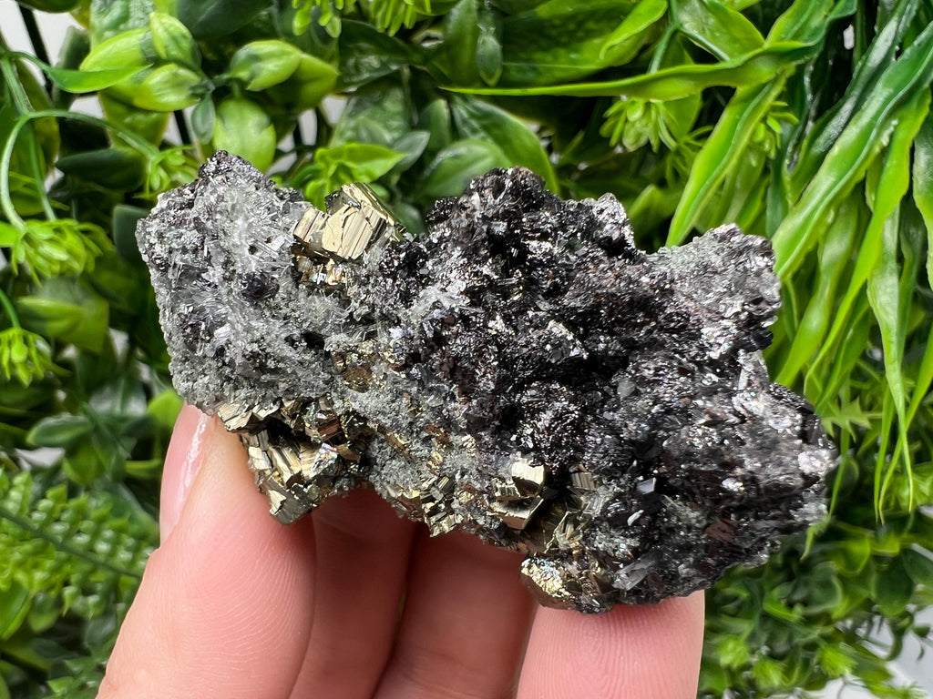 Pyrite on Green Quartz, Bulgaria Mineral Specimen, Home Decor Stone
