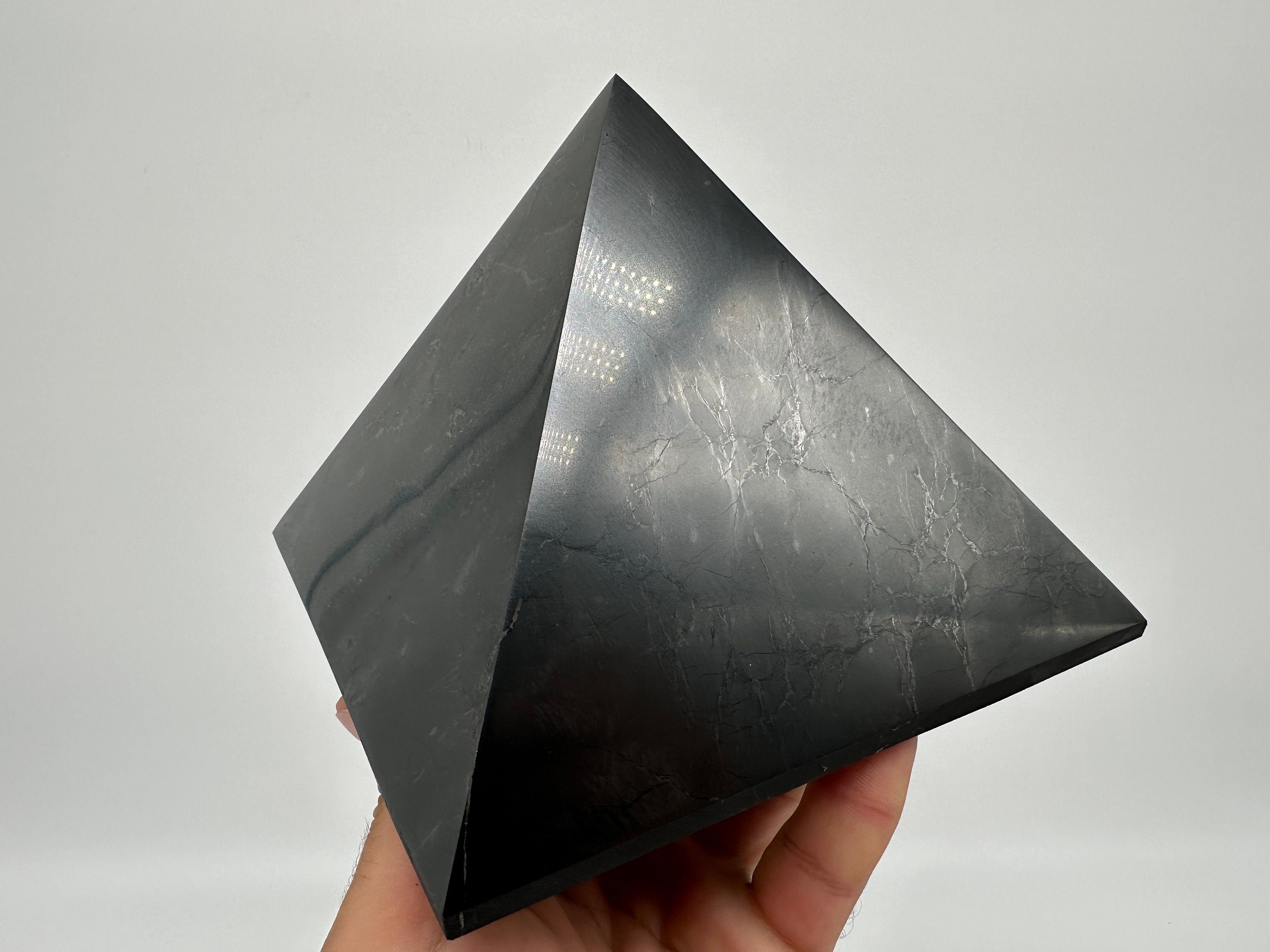 Shungite Crystal Pyramid (15cm): EMF & 5G Protection
