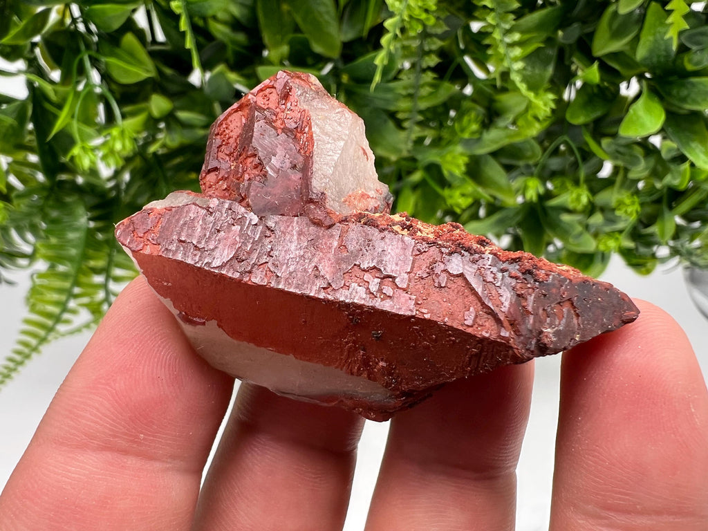 Red Hematite Quartz Specimen: Moroccan Phantom Crystal, Rare Mineral Collection