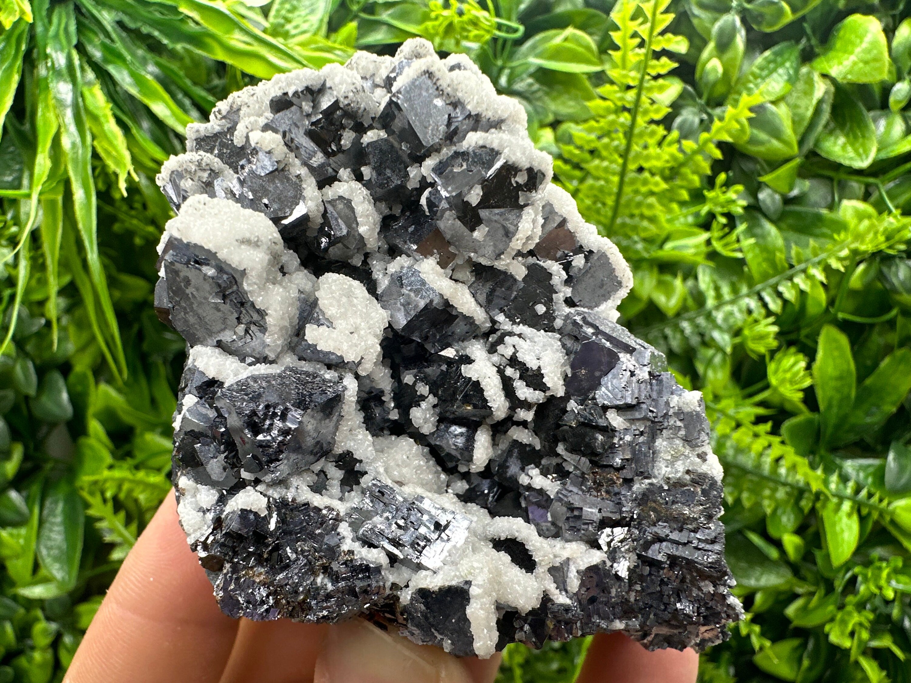 Rare Calcite on Galena, Borieva Mine Mineral Specimen