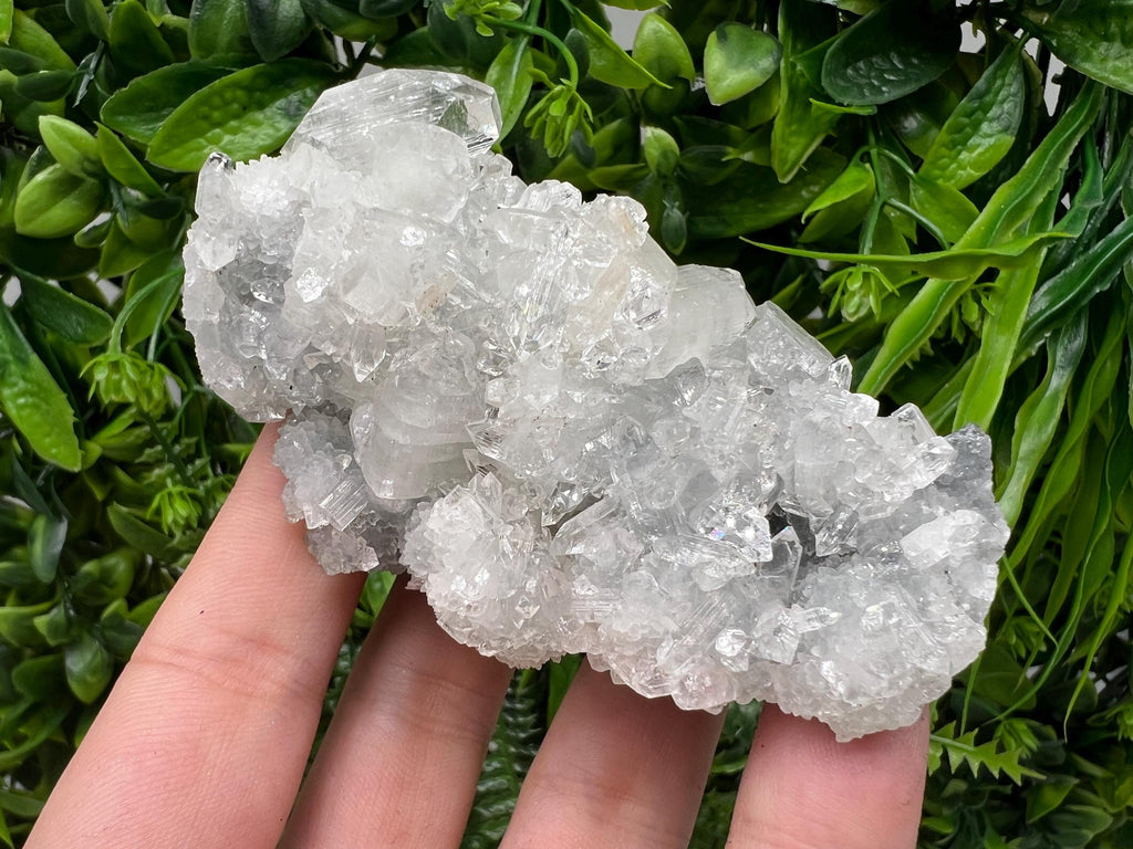 Apophyllite on Chalcedony Specimen: Transparent Crystal, India Minerals