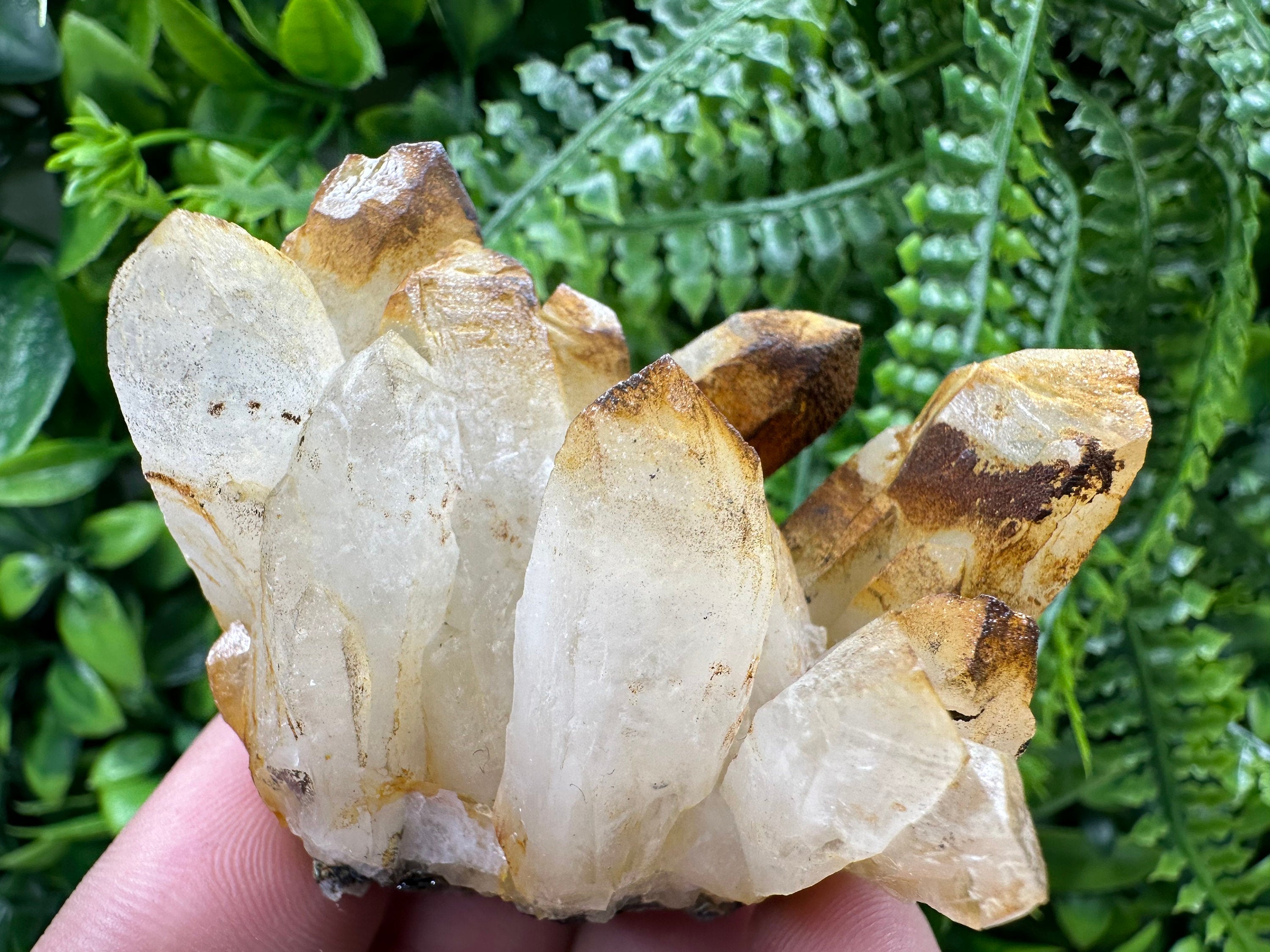 Quartz with Limonite: Iron Oxide Mineral Specimen, Home Decor Crystal