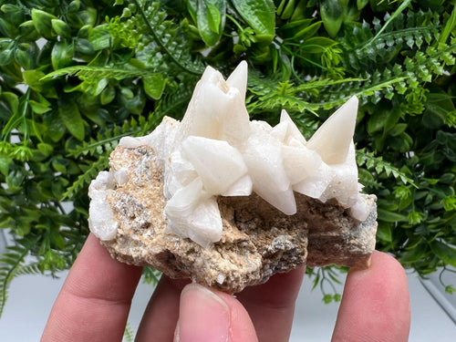 Calcite on Aragonite & Green Quartz: Djurcovo Mine, Bulgaria