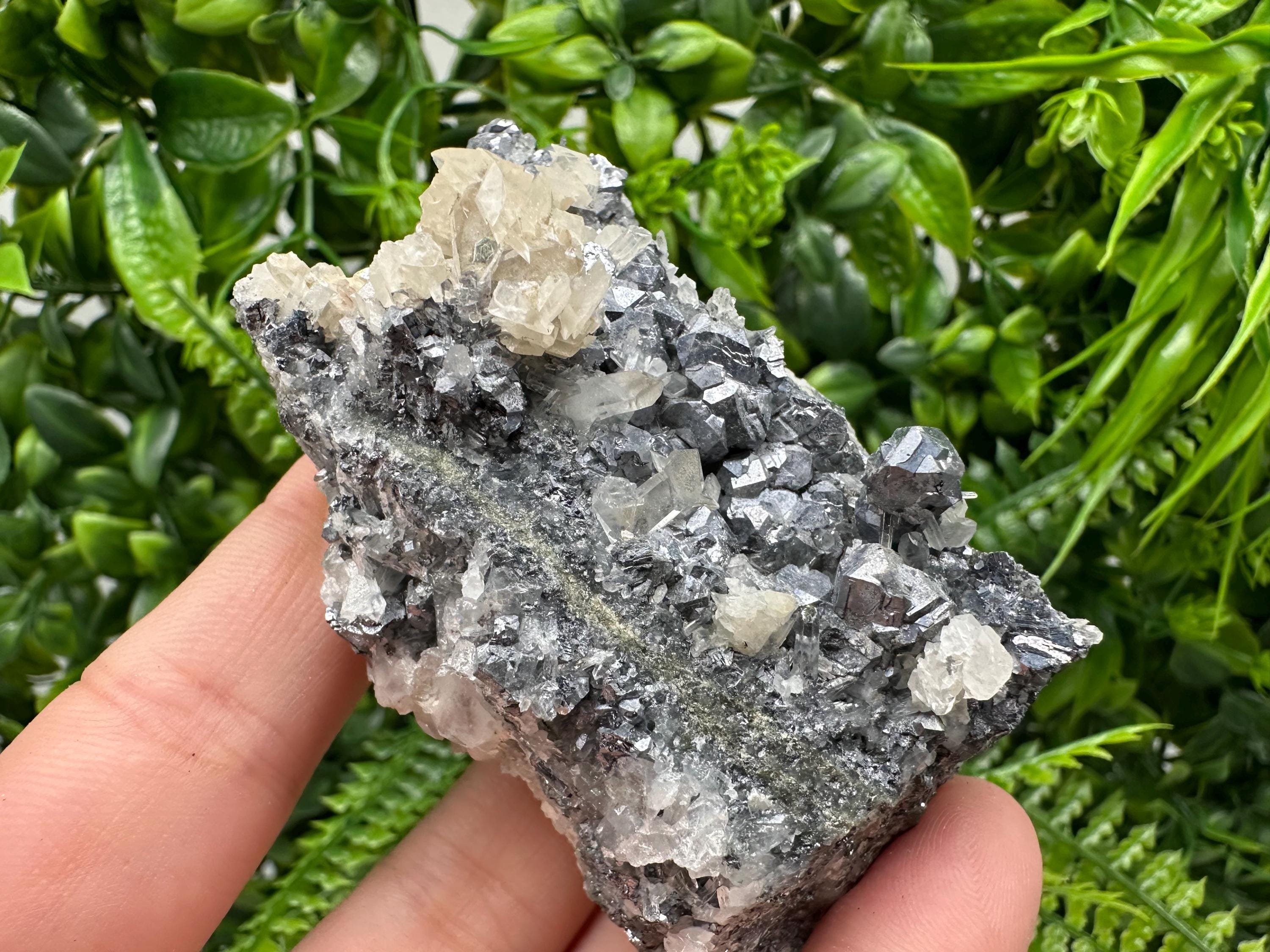 Galena Spinel with Quartz and Calcite, Borieva Mine Mineral Specimen