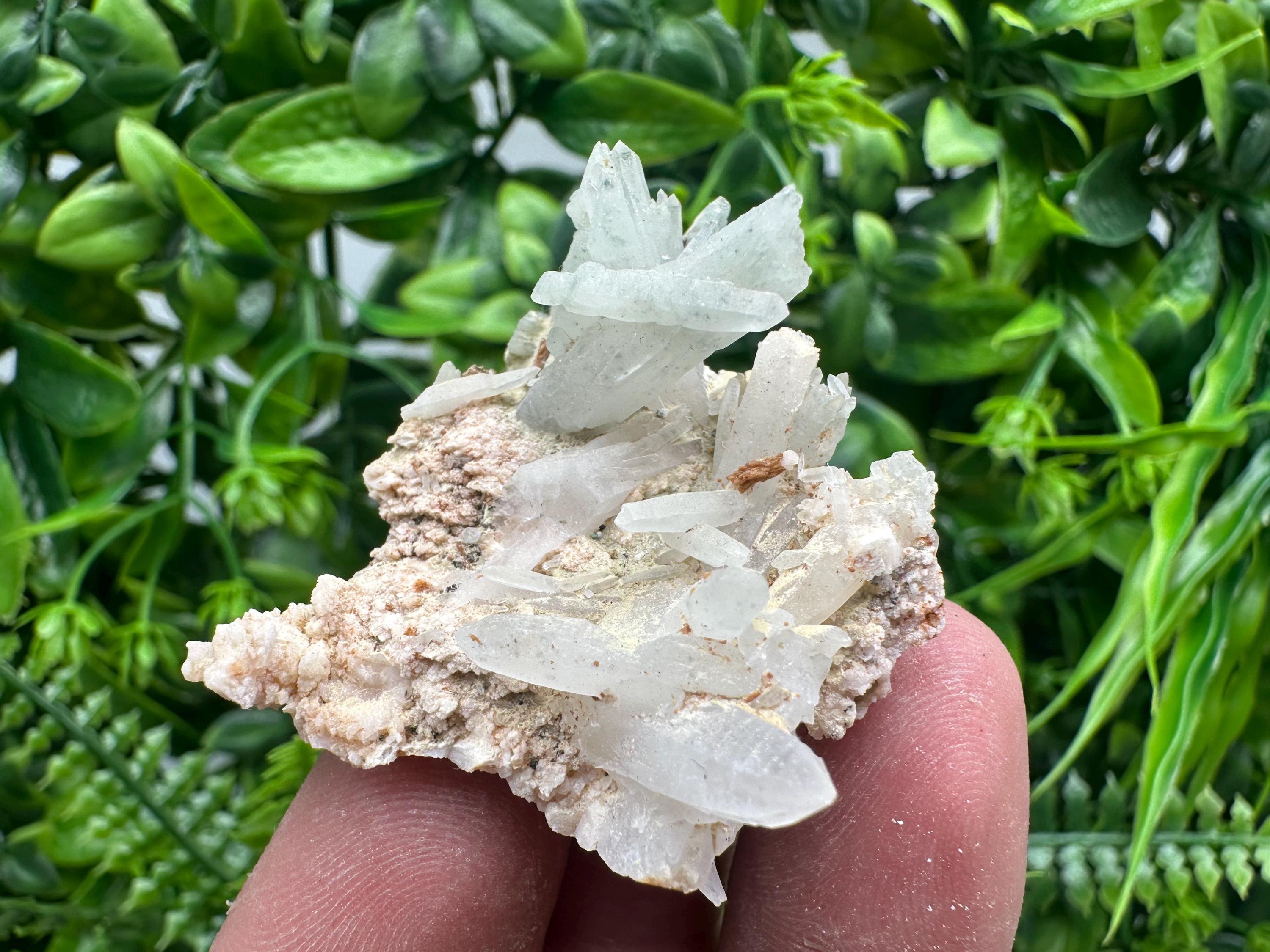 Green Quartz on Rhodochrosite Matrix, Madan Bulgaria Mineral Specimen