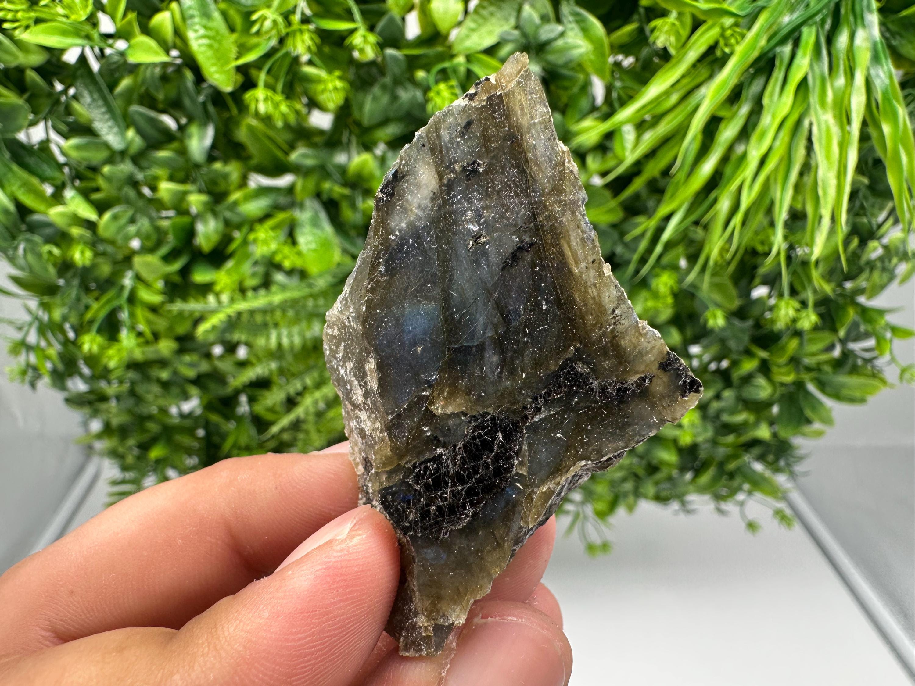 Polished Multifire Labradorite Slab: Crystal Decor, Crystal Grid (6.5/4/1.5 CM, 50 Grams)