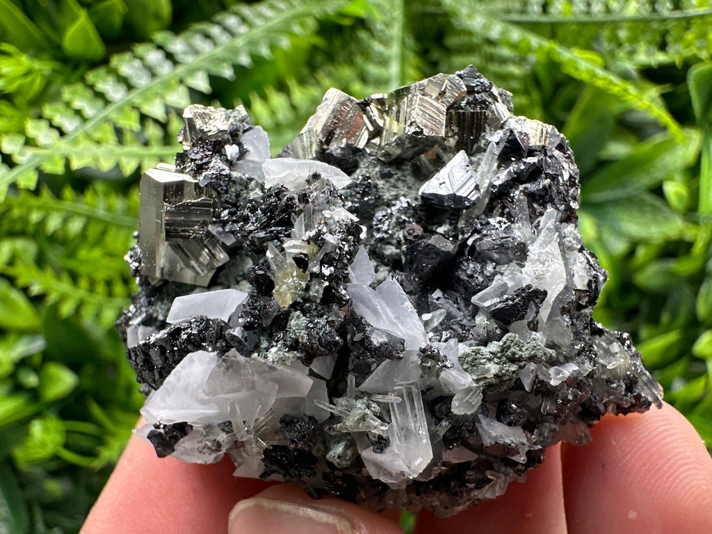 Pyrite Sphalerite Quartz Calcite Mineral Specimen: Borieva Mine, Bulgaria